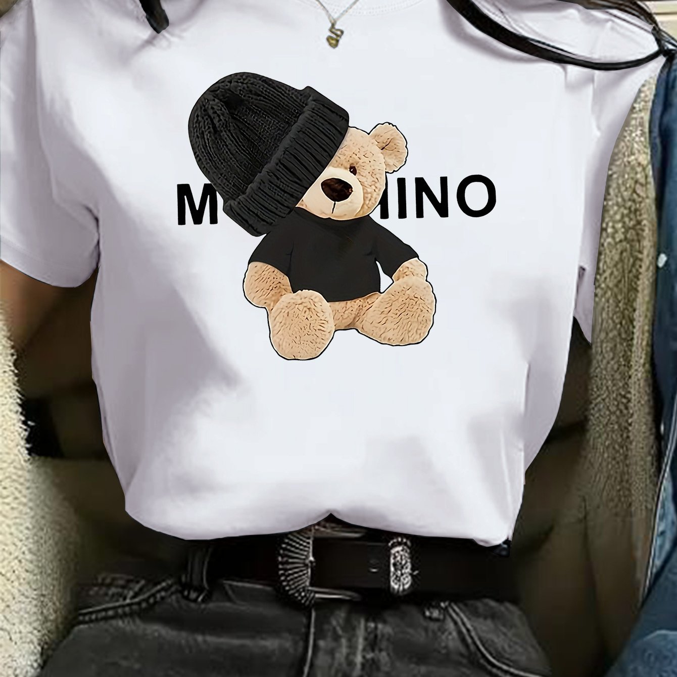 E-shop Neue Frühlings- Sommermode Bär-Muster Druck -Shirt für den täglichen Gebrauch, geeignet für Ausflüge, Bergsteigen, Einkaufen Dates,