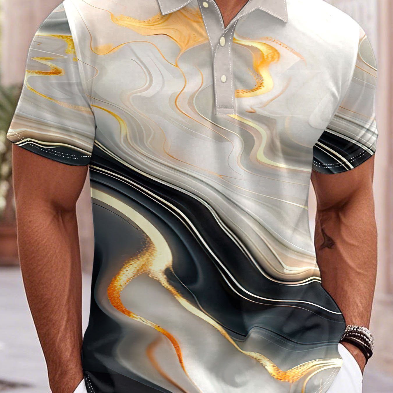 TEMU Men's Pattern Printed Casual Short Sleeve Tops