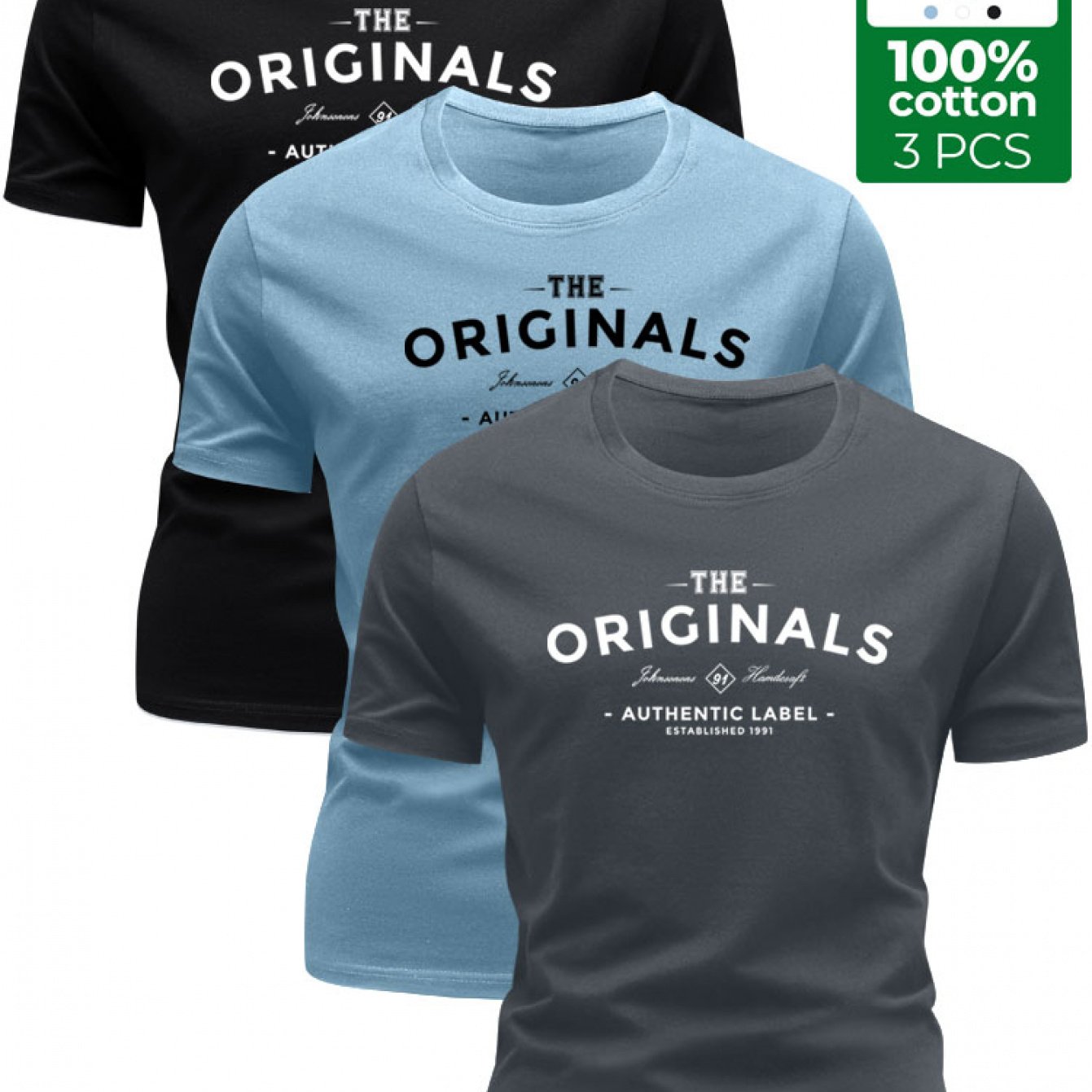 Image of 3pcs Set 100-'s Short-sleeve T-shirts Summer Short-sleeve Casual Men's Clothing Trendy Versatile Base Shirt Outdoor Casual Breathable Top