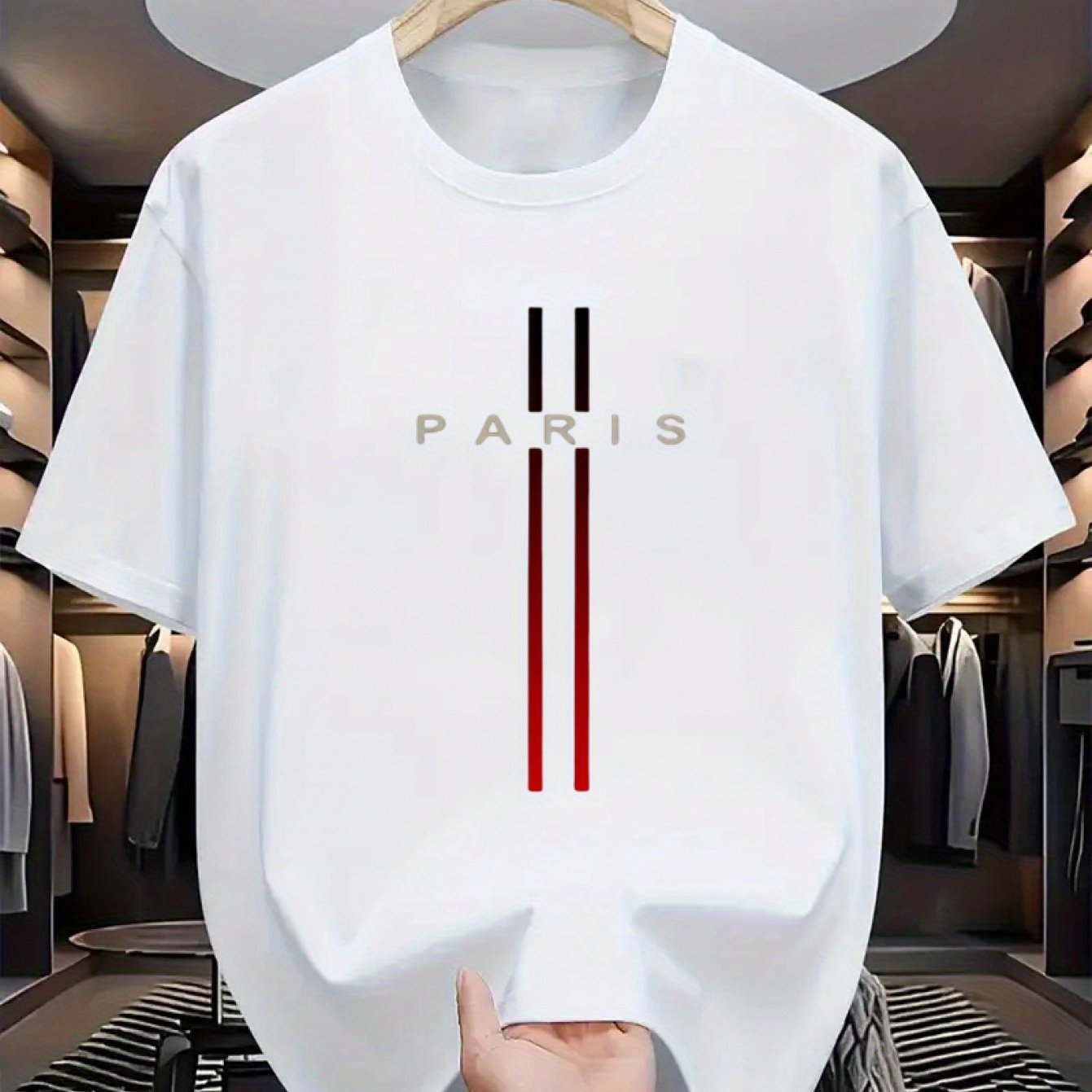 TEMU プリントプリントの男性の快適な半袖の丸襟のTシャツのカジュアルな綿、夏の屋外
