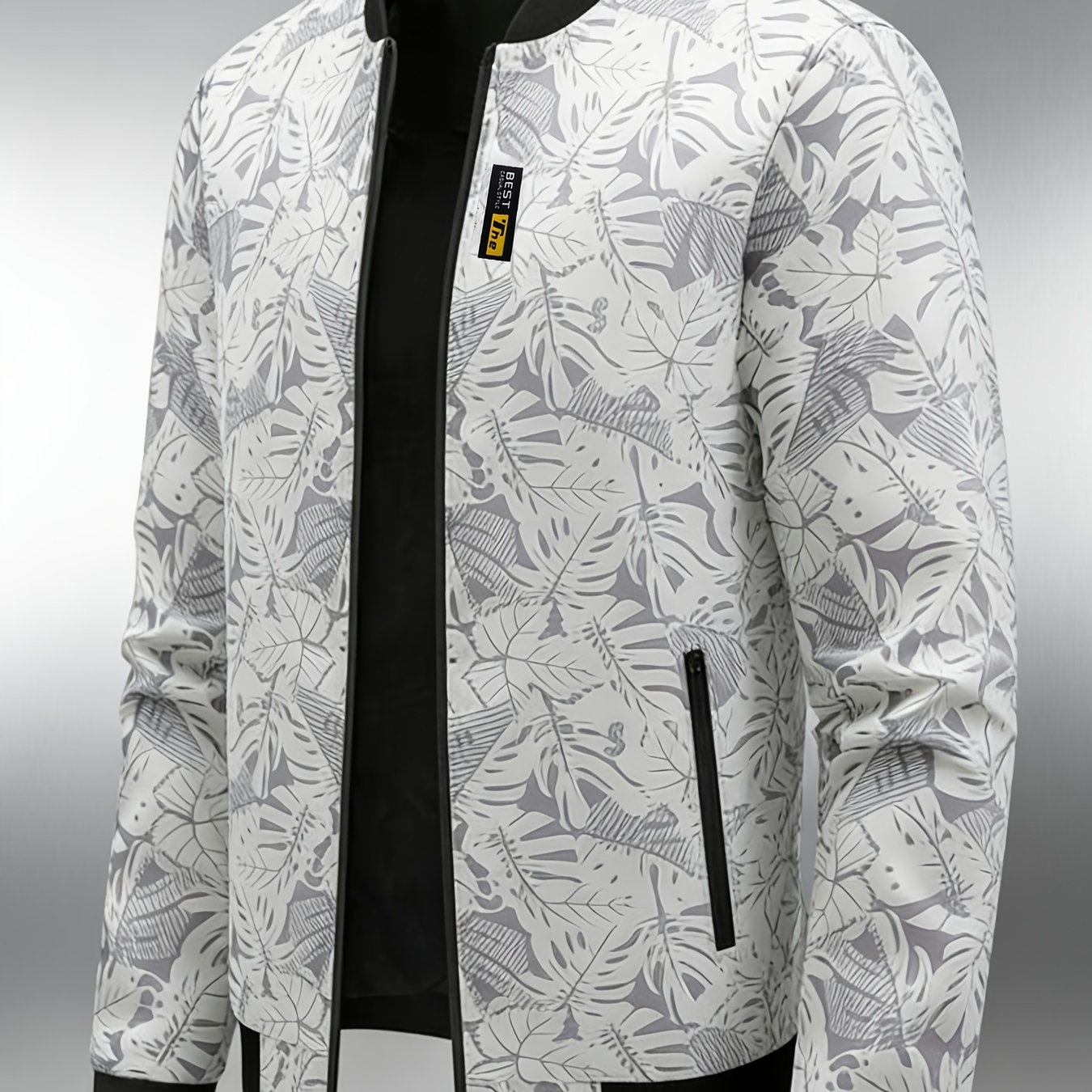 E-shop Herren Baseballkragen Jacke, Outdoor Winddichte Jacke mit Reißverschlusstaschen, Warme Weiche Jacke