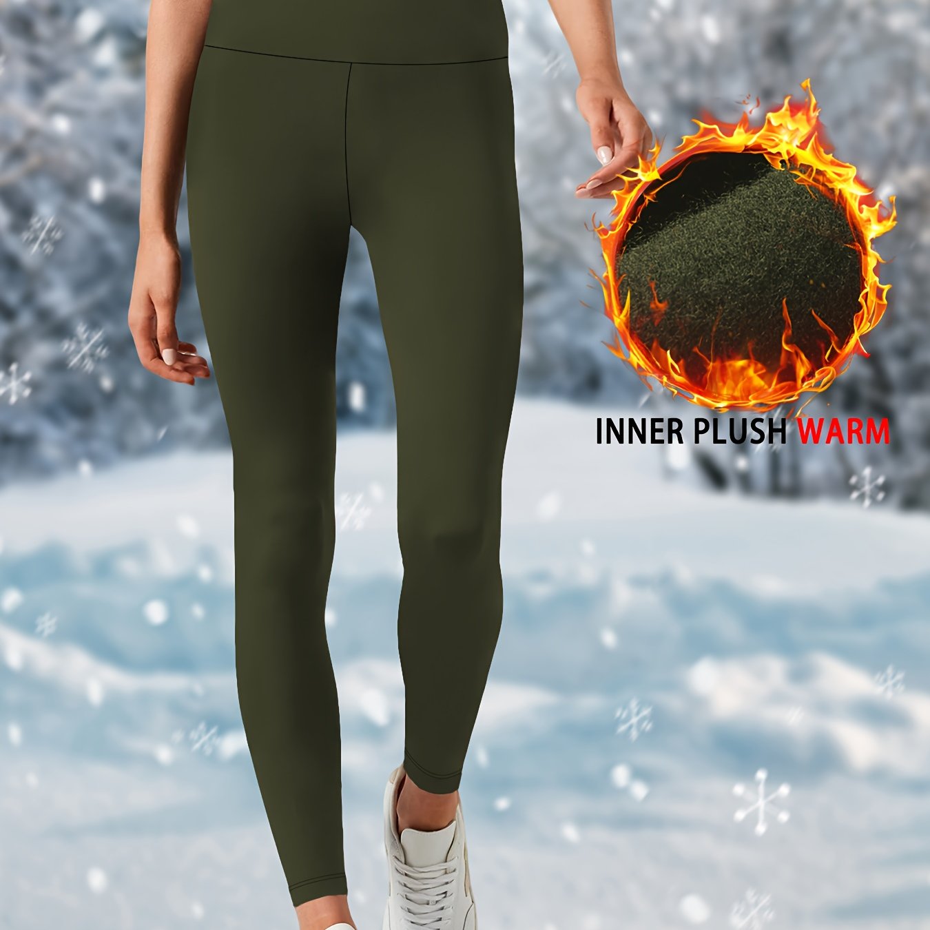 TEMU Women' Thermal Fleece Lined High Waisted Yoga Pants - Winter Warm Thick Workout Leggings, Soft Tights With Full Coverage Non- For Gym, Pilates,