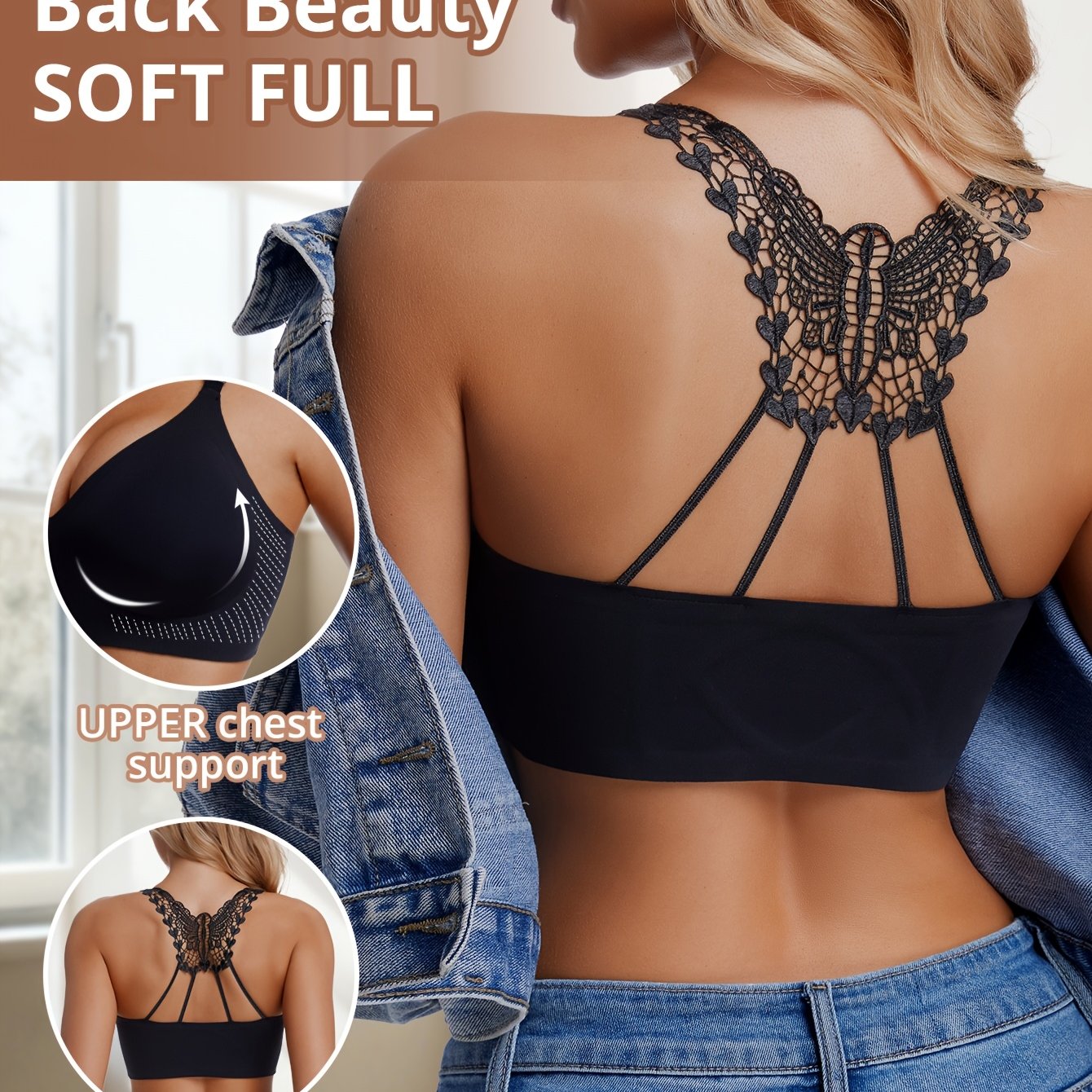 Image of 1pc Cup Jelly Bra, Full Coverage Wire-free Bra, High Quality Sexy Comfortable Pullover Style Gathering Back Bra, Seamless Easy Style Bra