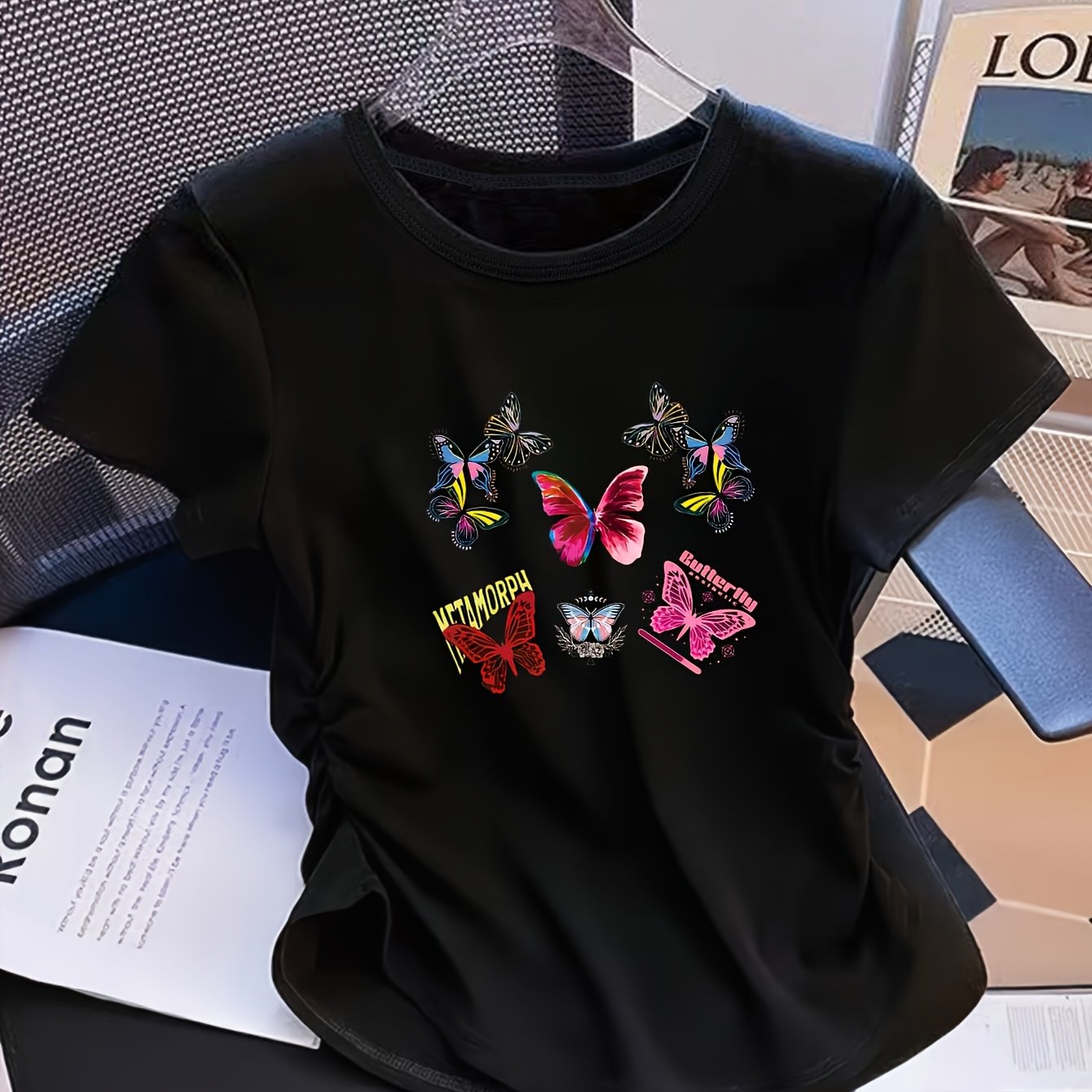 TEMU The Newly Women's Top Features A Effect Around The Waist, Offering Elasticity And Making It Perfect For Casual Modern Fashion With A Comfortable
