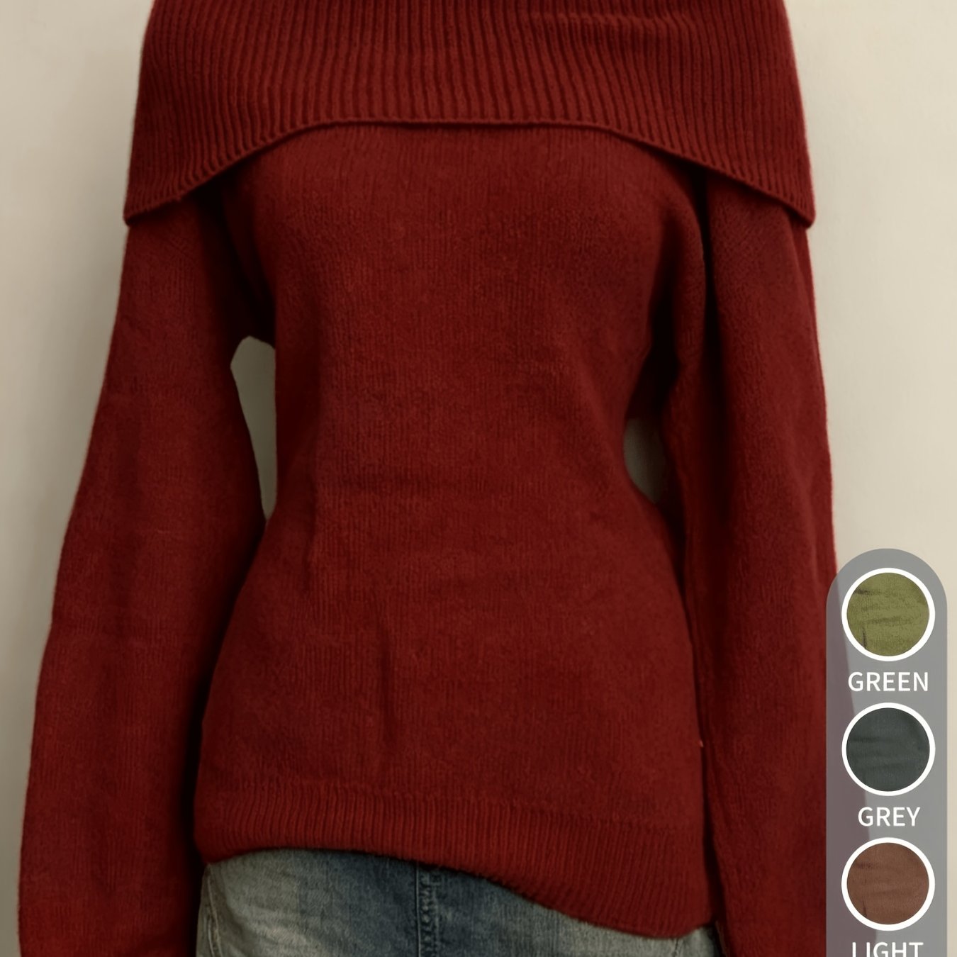 TEMU Pull à épaules dénudées, haut de mode pour femme, pull en tissu élégant et décontracté à manches longues pour et , vêtement d'hiver pour et les