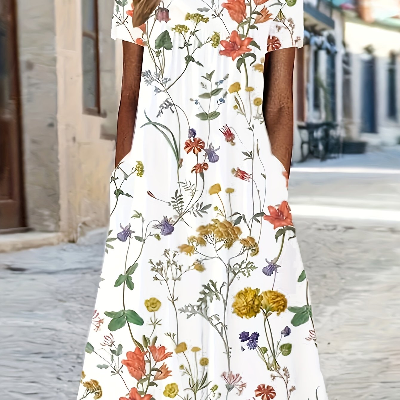 Image of New Summer And Autumn Fashionable Mom Floral Print Dress For Outdoor Street Casual Holiday Wear Targeted