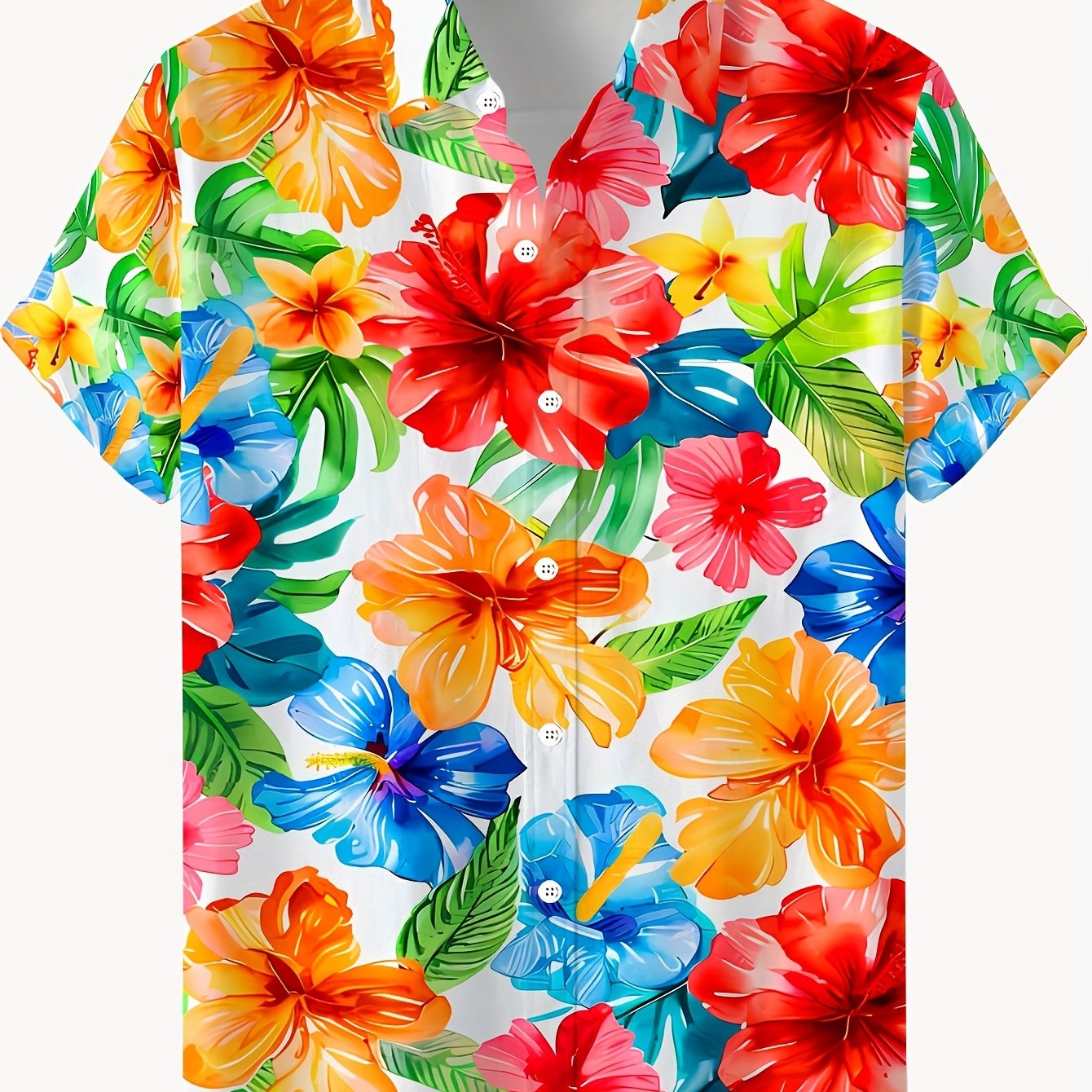 TEMU Men's Hawaiian Vacation Casual Shirt, Multi Lapel Dress Shirt For Holiday , No Pocket Shirt, Men's Gifts