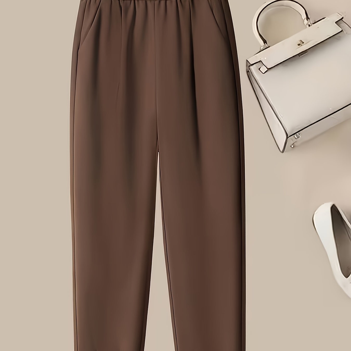 E-shop Einfarbige, lässige Karottenhose, geradehängende Hosen, Frühlings- und Herbst--Ankelhosen, Damenbekleidung