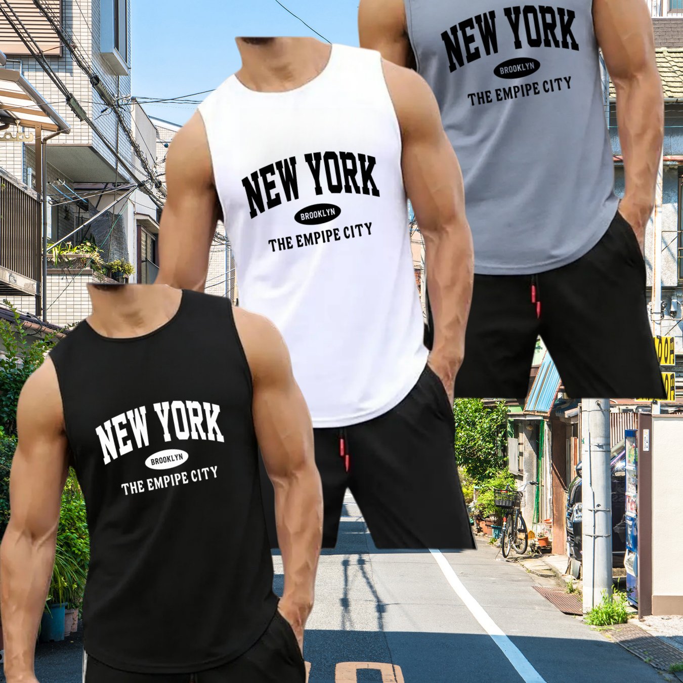 TEMU 3pcs Pc (3pcs) Men's Shirt Suitable For Fitness & Casual Wear, Breathable Sweat-wicking Sleeveless Tank Tops, Round Neck Athletic Blouses For