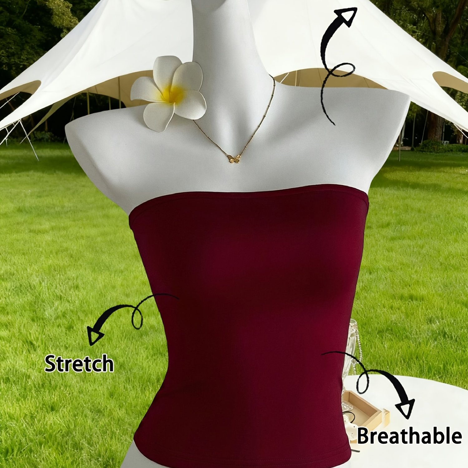 TEMU Women's Elastic Strapless Tube Top, Strapless Backless , Summer Outerwear Sleeveless Top, Sexy Suspender Vest, Slim Fit And Base Shirt