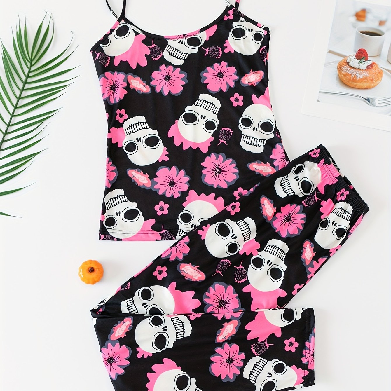 Casual Women's Printed Sleeveless Long Pants Pajamas