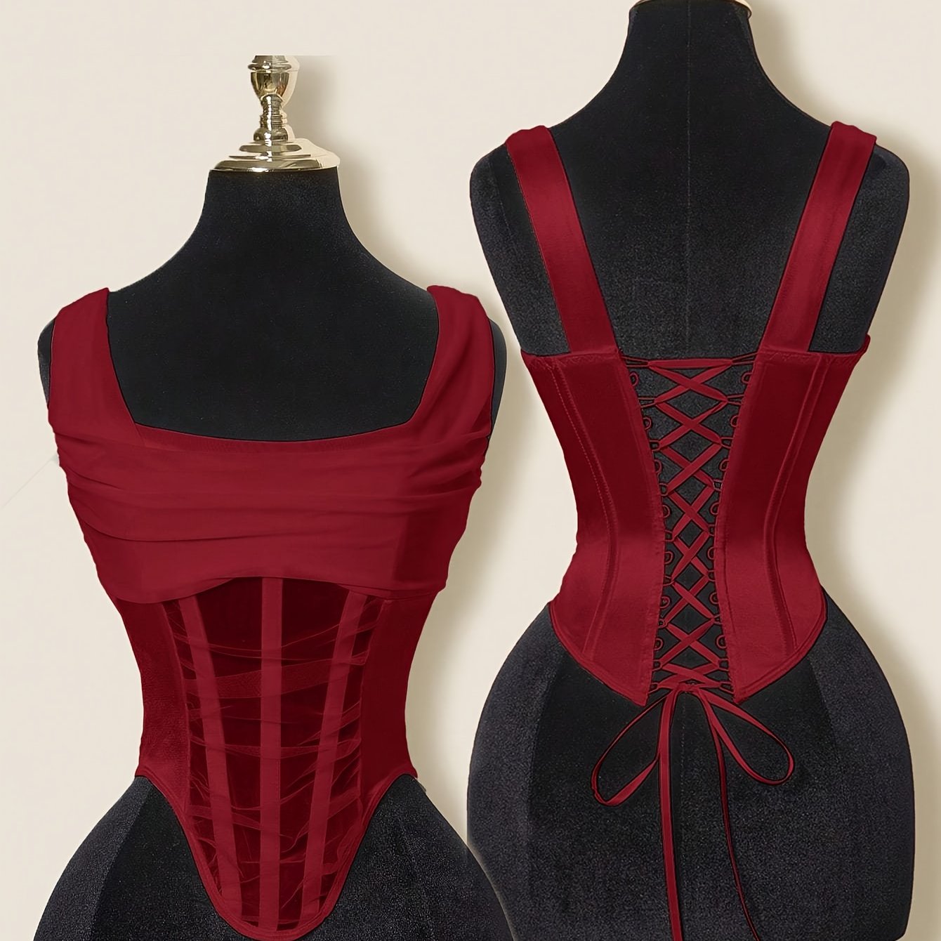 E-shop Weihnachts-Damen Body, Y2K Trendiges Mode-Korsett mit Fischgräten-Design, Mesh-Splitting und Rückenband-Body, geeignet für Partys,