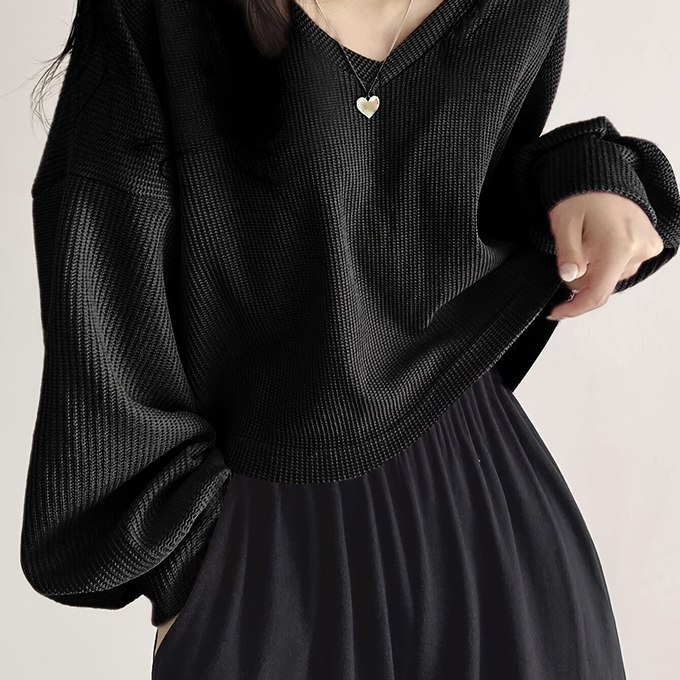 TEMU Solid Shoulder Ribbed T-shirt