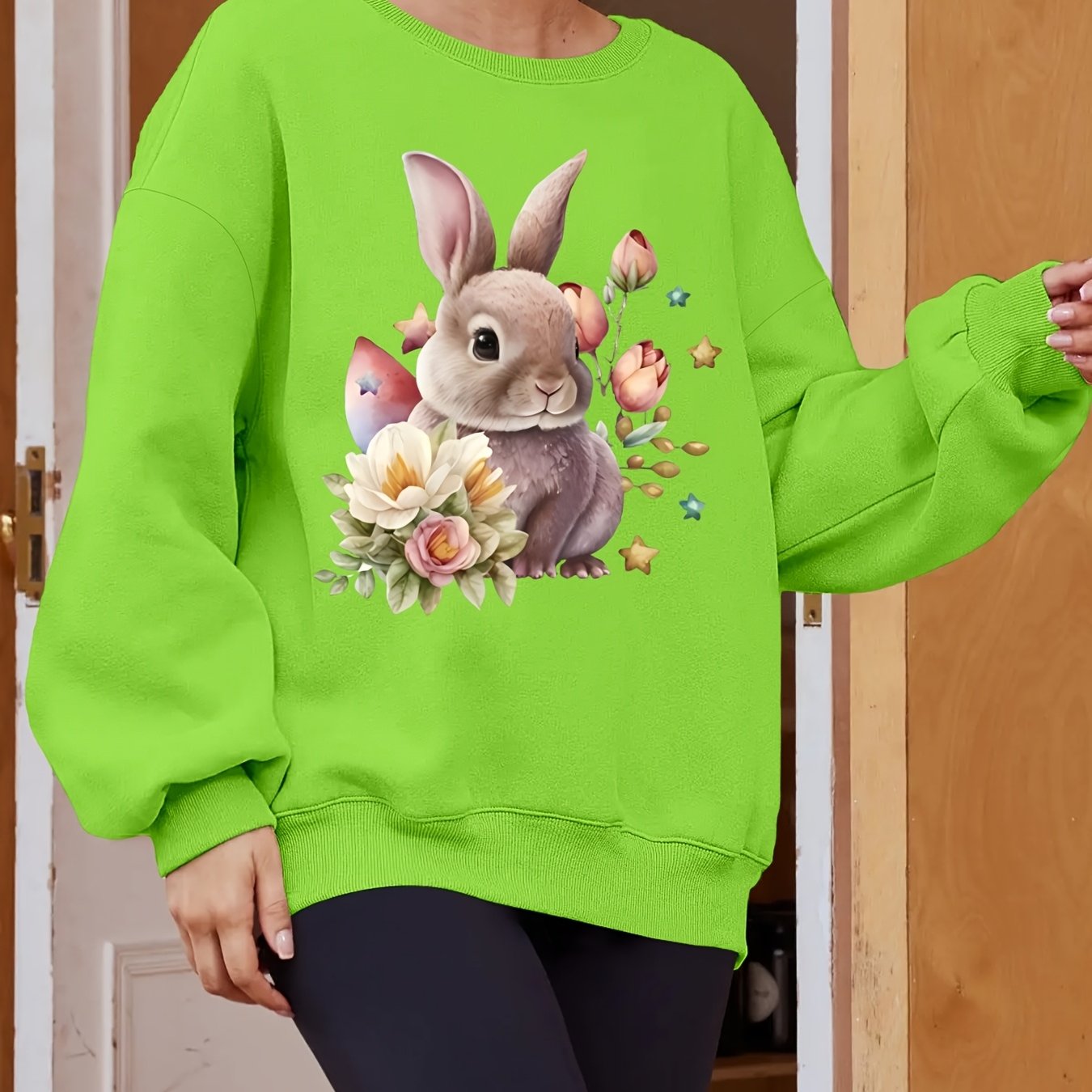 TEMU Plus Size 's Long-sleeved Sweatshirt, Spring And Autumn Round Neck Women's Clothing, Casual Sweatshirt