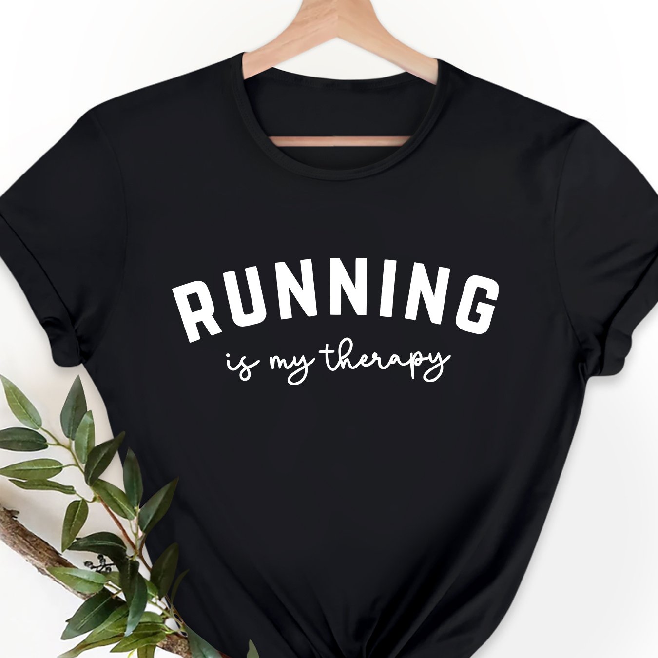 TEMU Running Half-arc English Letter Print Versatile Base Layer Casual Minimalist Short-sleeve Top