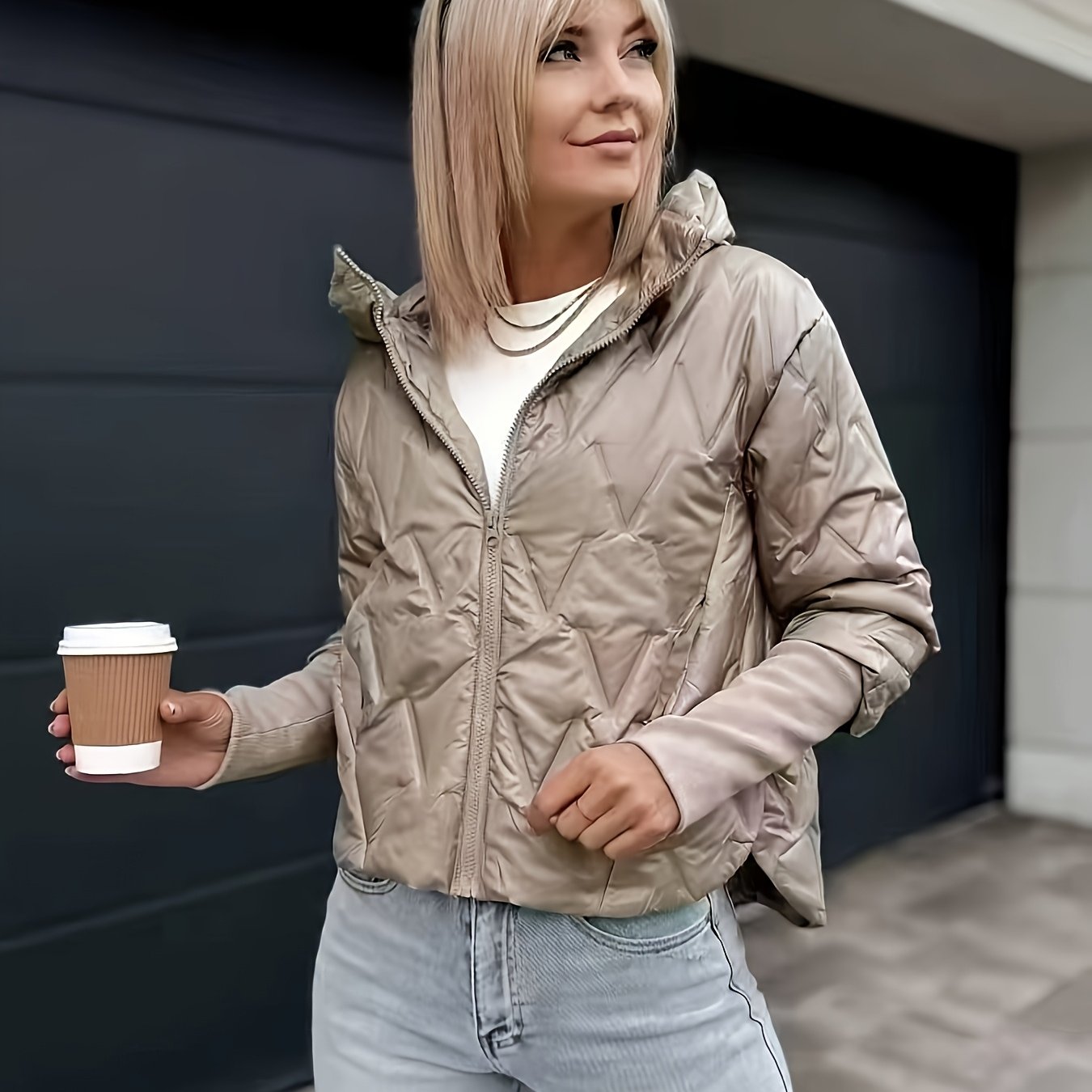 Image of Western Fashion Women's Hooded Casual Zip-up Warm Coat