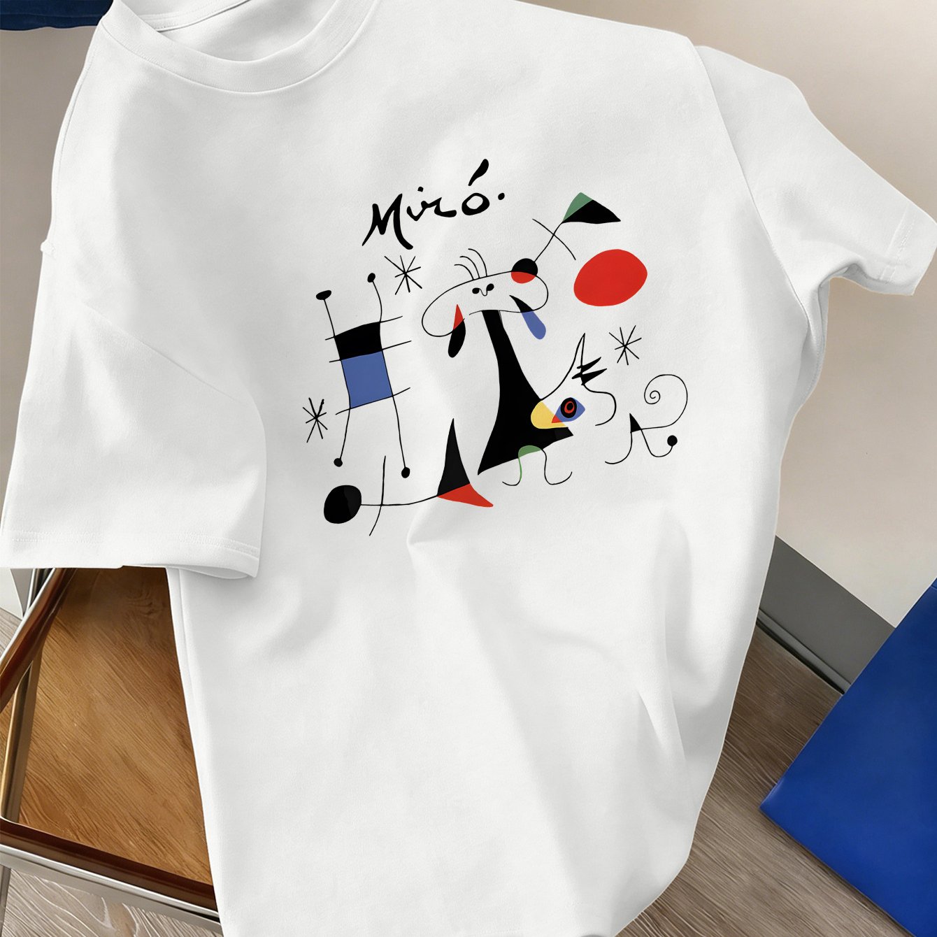 TEMU Abstract Geometric Art Printed Women's Inspired T-shirt With Round Neckline, For Sports Wear. Machine Washable. Comfortable Casual Wear And