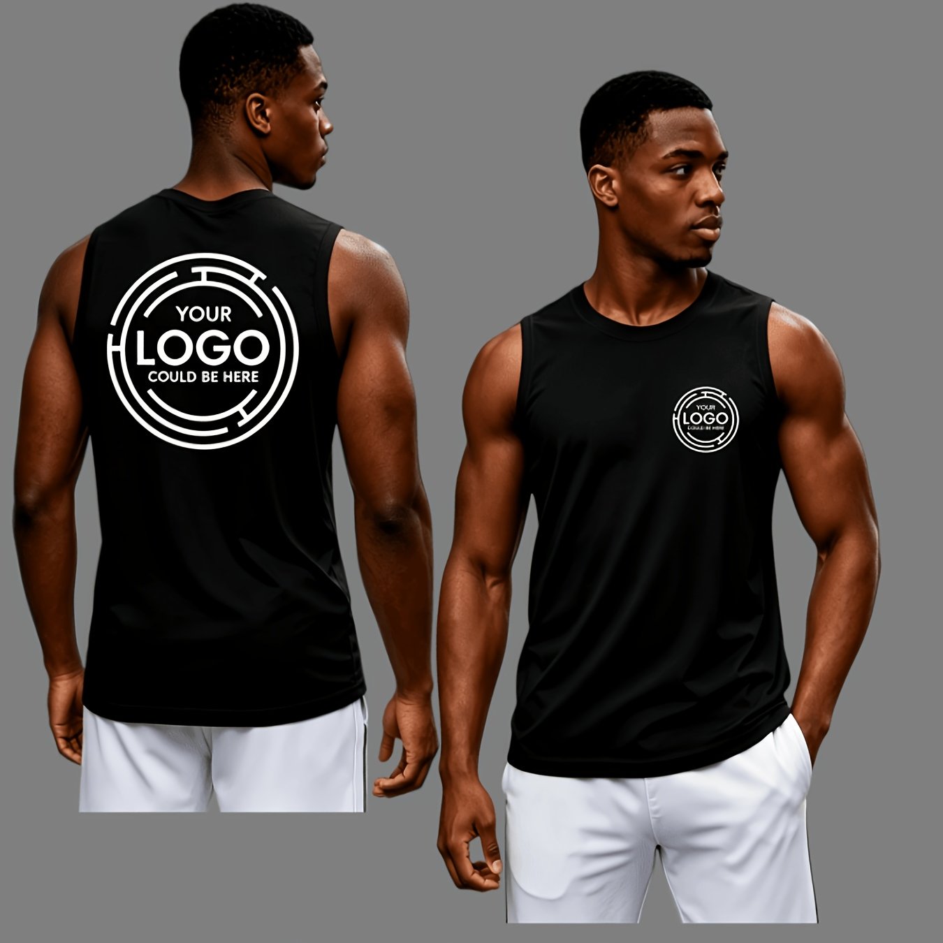 TEMU Custom Men's Tank Tops, Personalized Casual Sports Sleeveless T-shirts, Breathable, Moisture-wicking, Quick-drying, Team Customization, Suitable