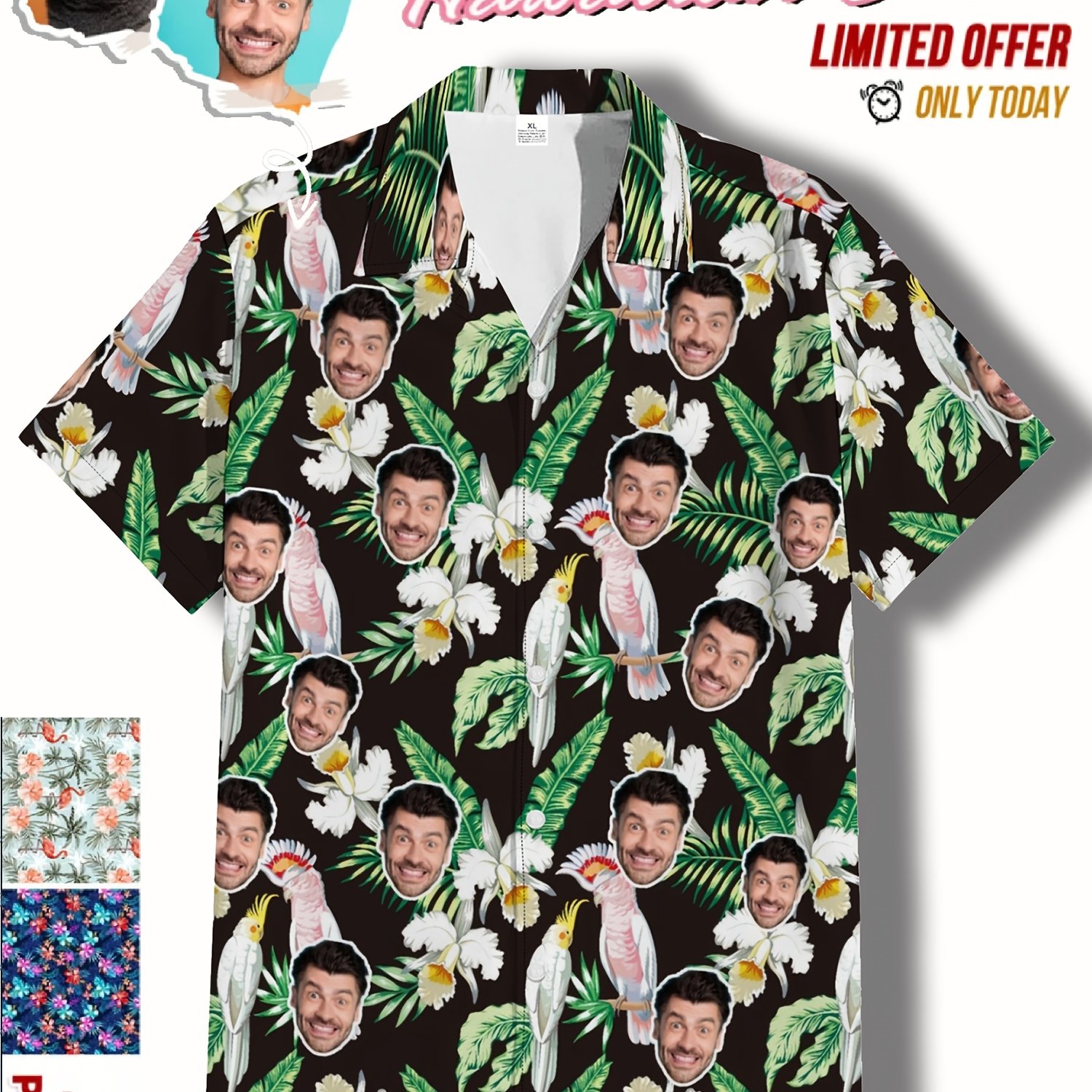 TEMU Camisa hawaiana personalizada con foto de o gato, estampado tropical festivo, para , regalo de , despedida de soltero, regalo