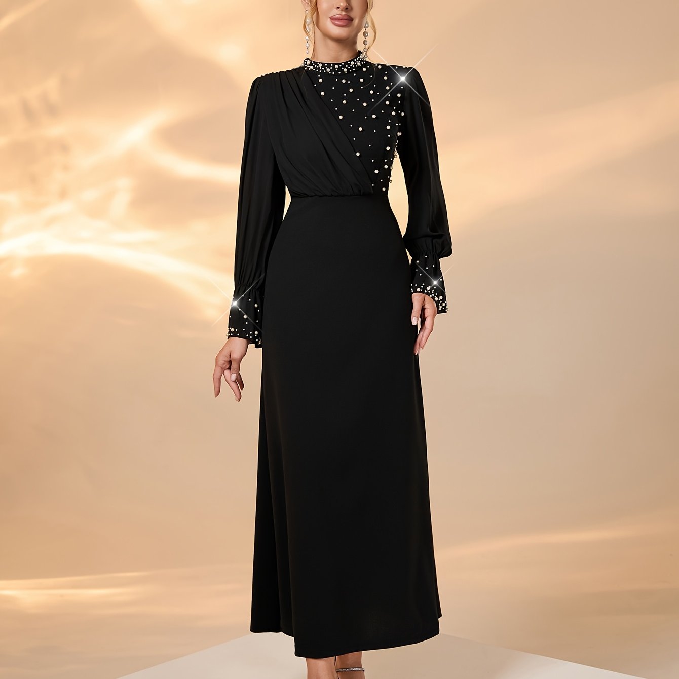 Women's Elegant Pearl- Wedding Bridesmaid Party Evening Dress