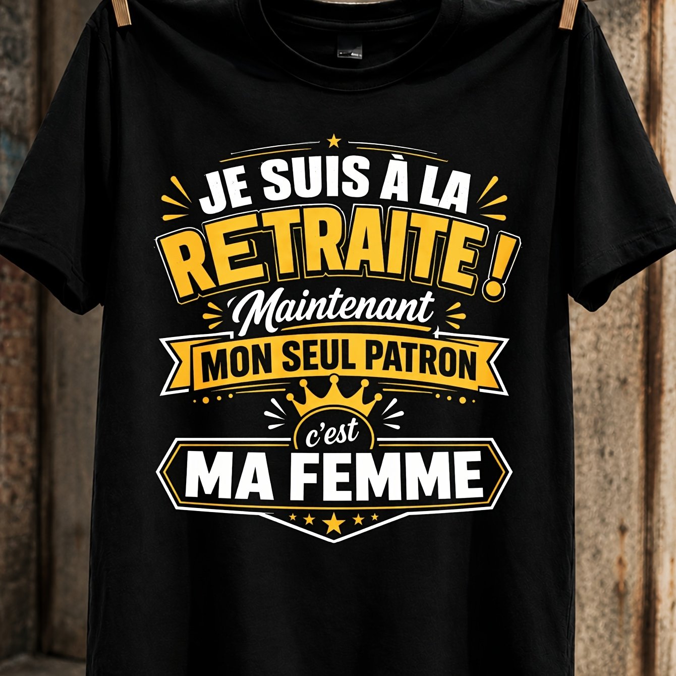 TEMU T-shirt de retraite français pour hommes, idéal cadeau pour les retraités ; haut d'été décontracté à col rond avec motif de française, vêtement