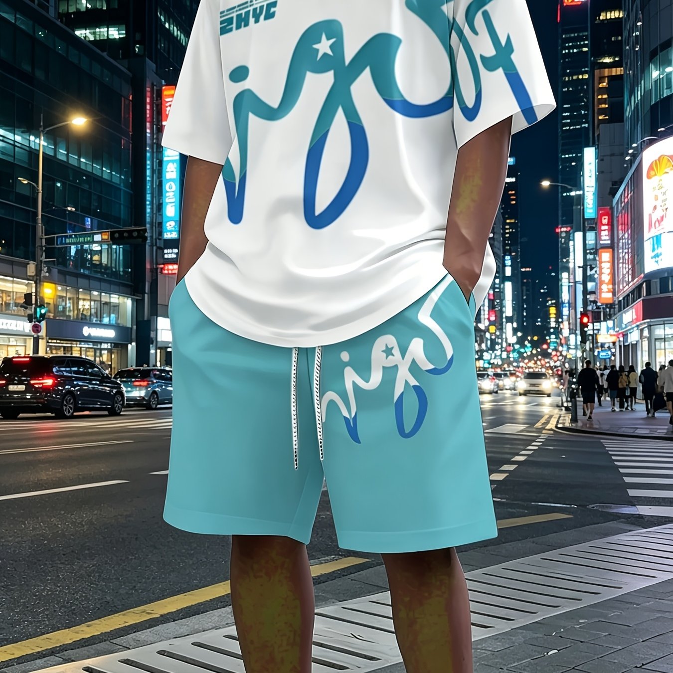 TEMU Conjunto casual de manga corta y pantalones cortos para hombre, conjunto de 2 piezas de manga corta con cuello , conjunto de manga corta con