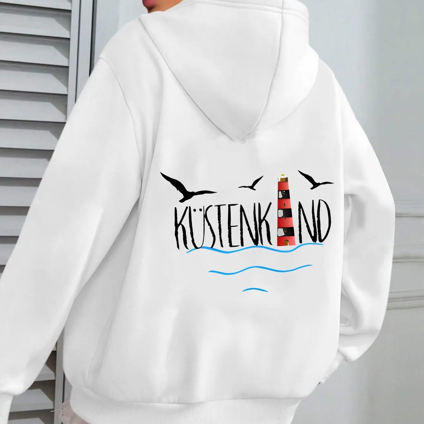 A Coastal Lighthouse Seagull Design Trendy Hoodie Women's Sweatshirt High-quality Thick Sweatshirt For Spring, Autumn, Beach Or Casual Wear, A Gift For Who Love .