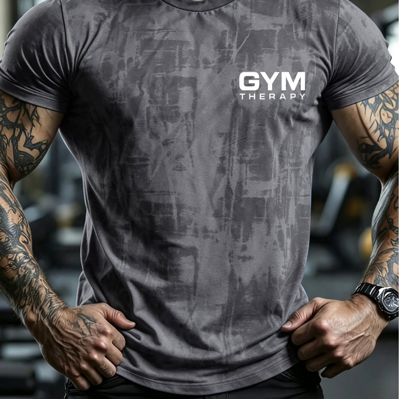 TEMU Men's New Tie-dye Fitness T-shirt Men Trendy Printed Quick-dry Breathable Sports Short Sleeve Gym Training Outfit