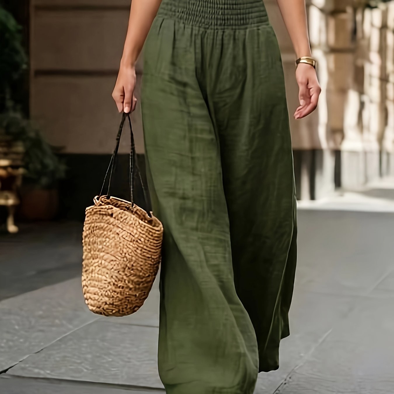 TEMU Plus Size, Plus-size Women's Elastic Waistband Fashionable Casual Comfortable Loose-fitting Versatile Pants