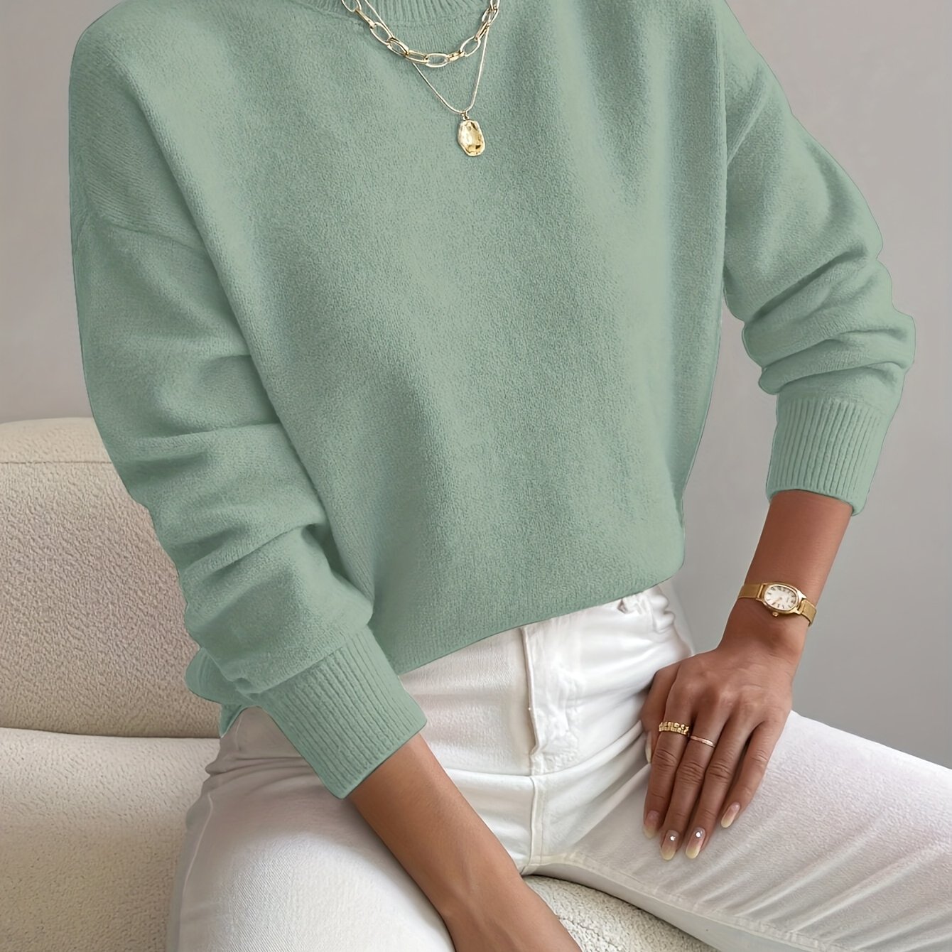 TEMU 1 pull à col mi-haute, pull élégant et haut de gamme pour femmes, idéal pour les quotidiens, chaud