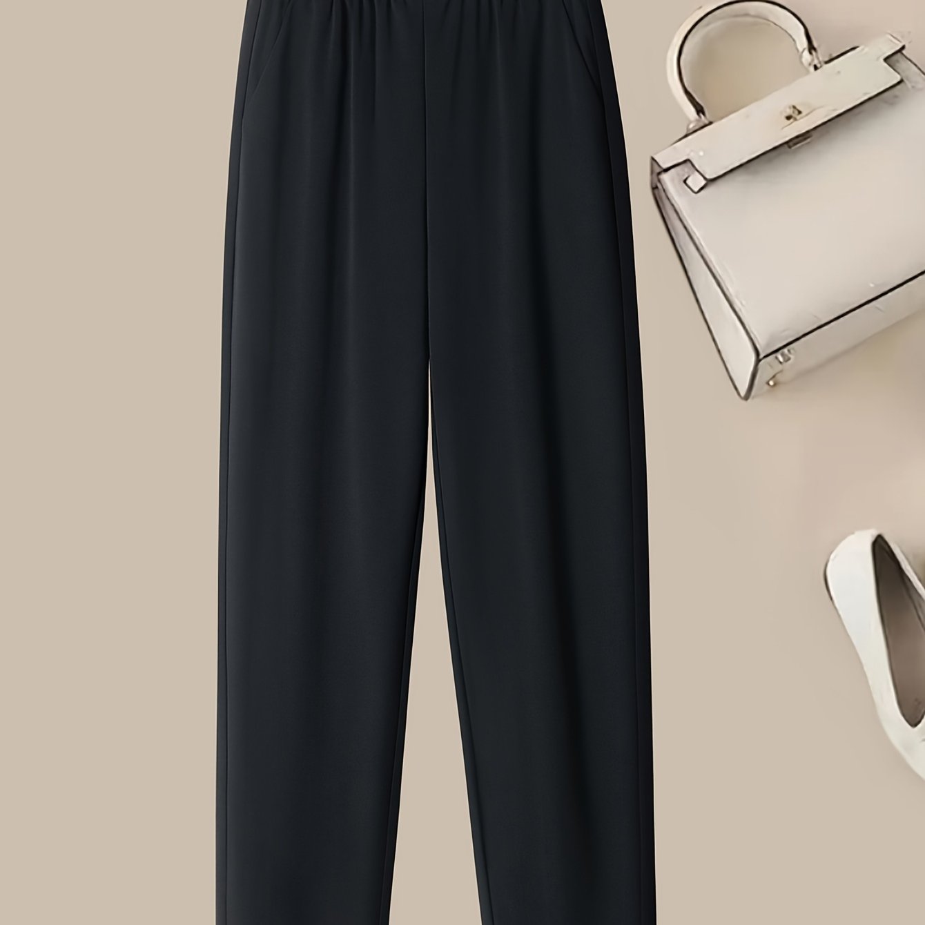 E-shop High-Waist, Oberbekleidung, Elastischer Bund, Hammerförmige Hosen, Damen Lange Hosen, Neue Kleine Straight-Leg Hosen für Alle Jahreszeiten,