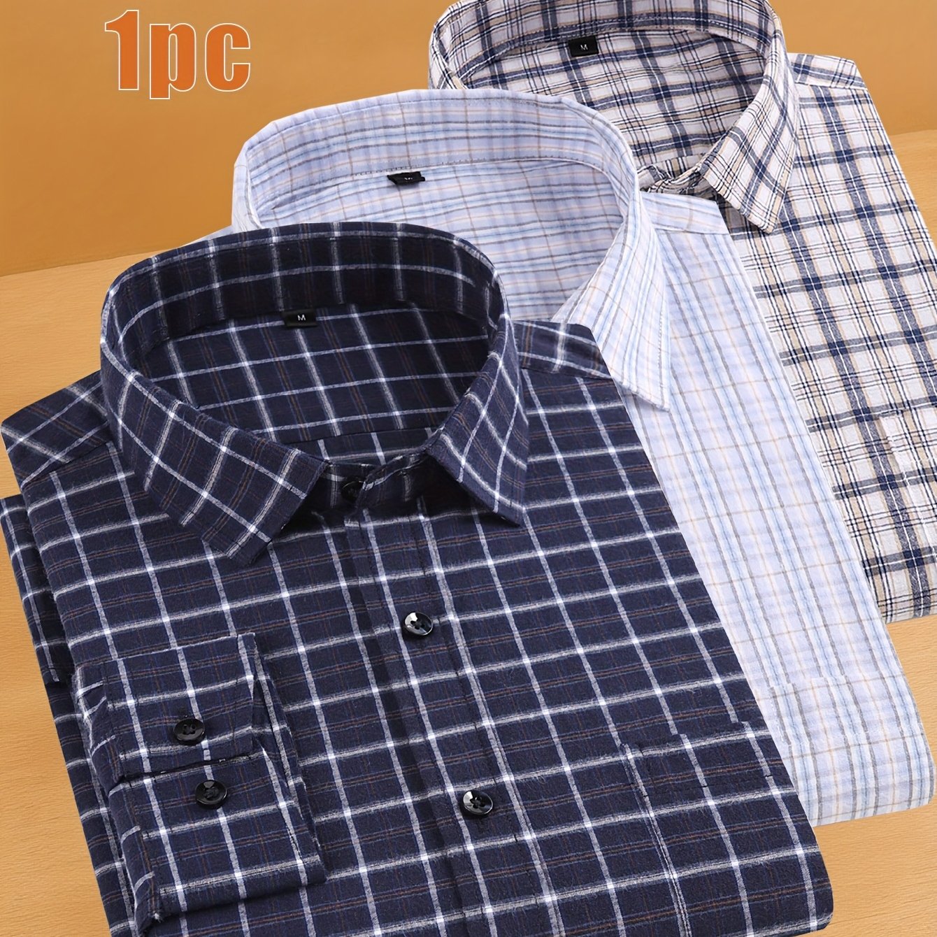 TEMU ! Men's Long Sleeve Shirt - Casual Button- With Pocket, 50% Cotton 50% Polyester, Comfortable Street Style & Essential Fall Wardrobe