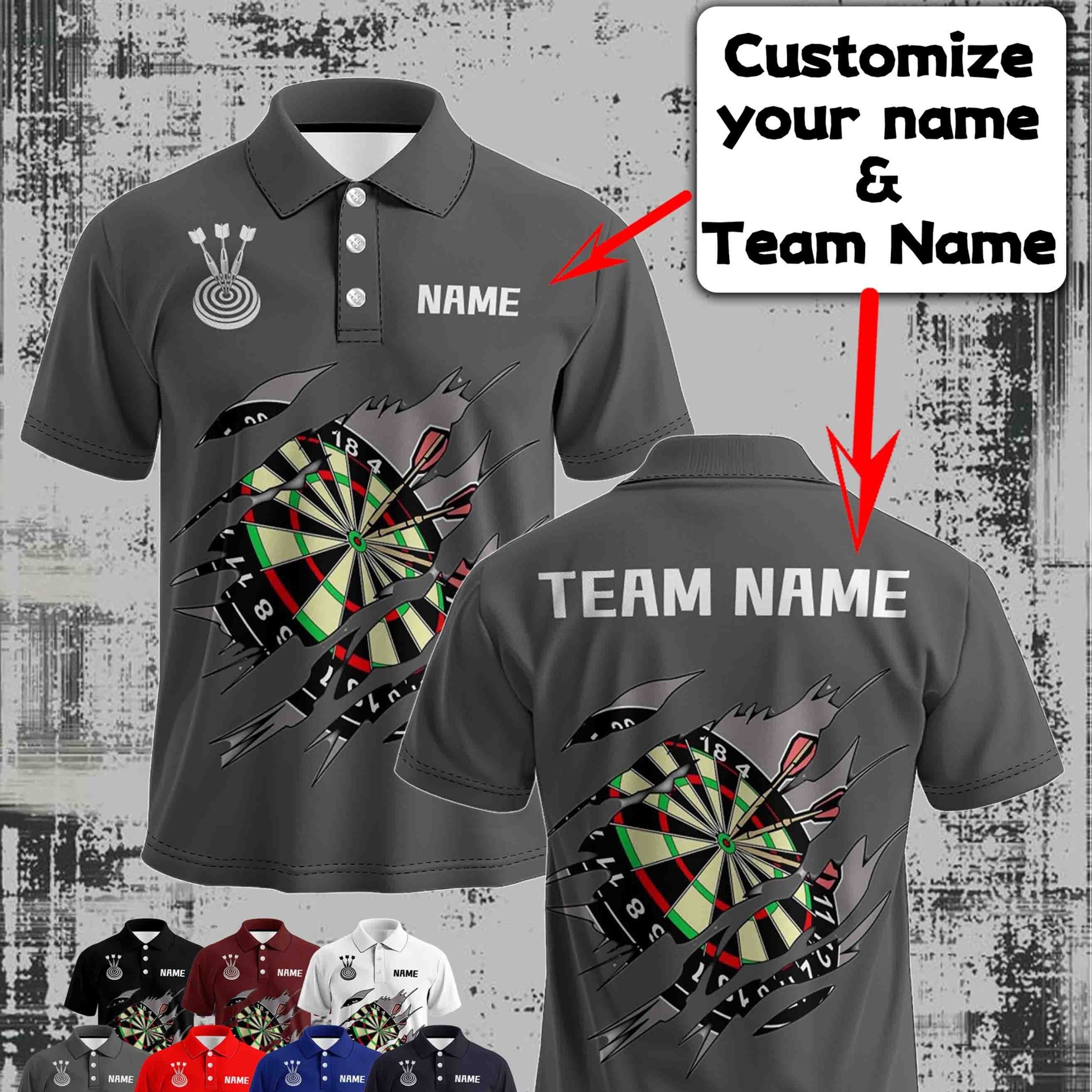 TEMU Polo personalizado para hombre del de dardos, admite impresión de y del equipo, estilo de moda, tela transpirable y de secado rápido, diseño de