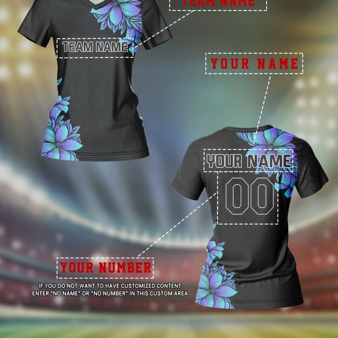 TEMU 2025 Custom Name And Number Women's V-neck Soccer Jersey Top Team Individual Training Sports Fitness Comfortable Breathable Non-stuffy Quick-dry