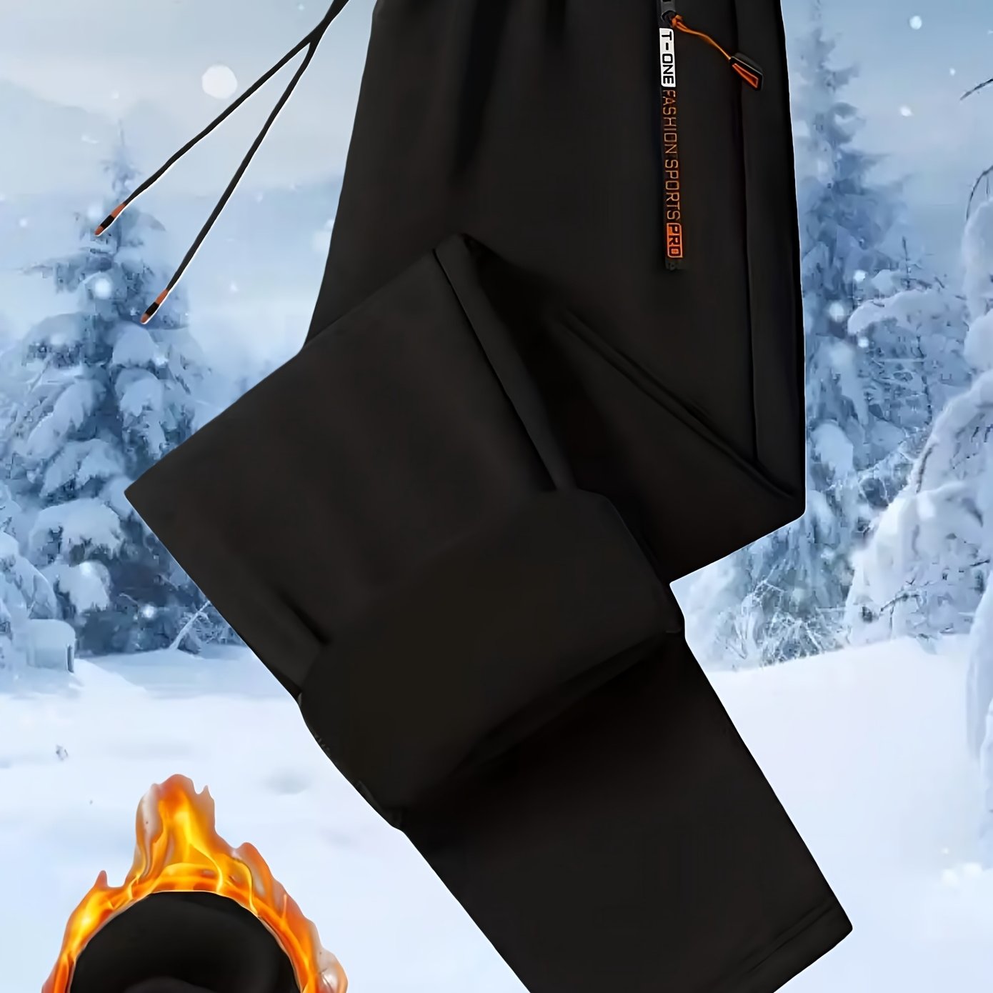 TEMU Christmas Gifts, 1pc Men's Autumn And Winter Warm Fleece Sports Pants, With Zipper Pockets/drawstring Waist, Solid Color Casual Sports