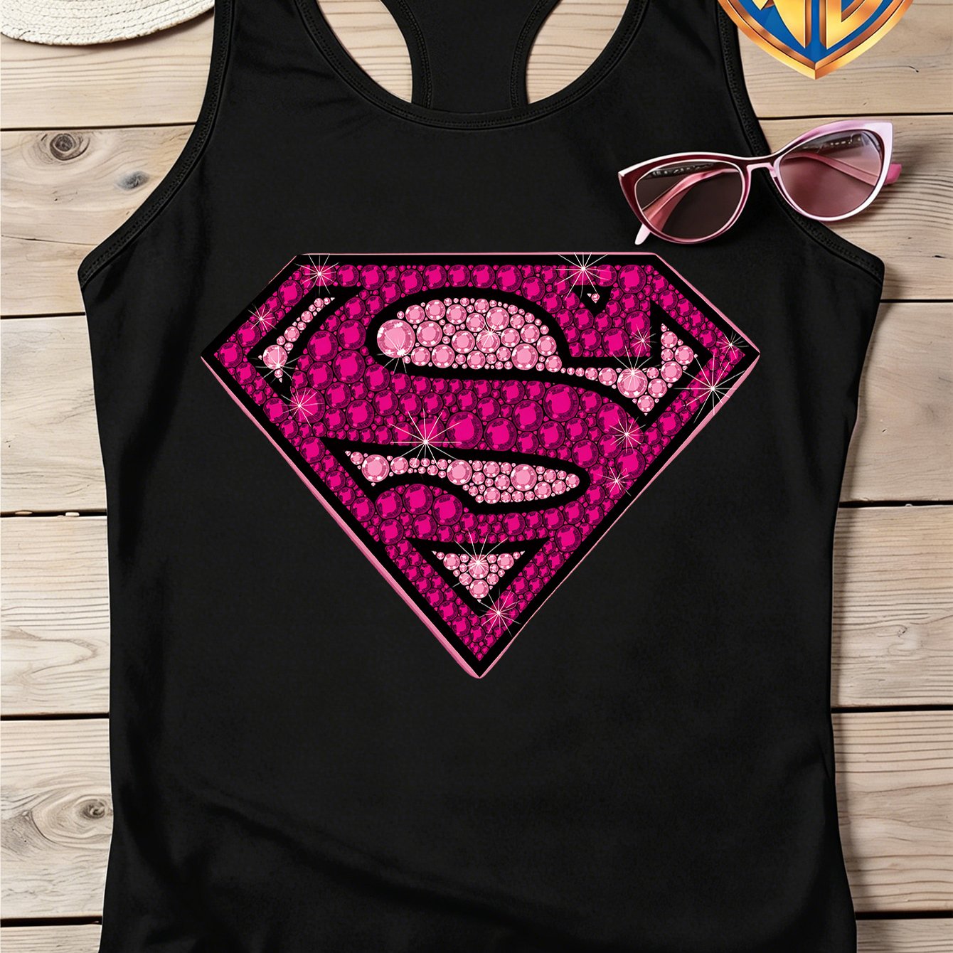 TEMU Warner Bros. Official Licensed, Nueva camiseta de tirantes de cuello para mujer de y verano, Estampado del Superman con de , Fácil y elegante,