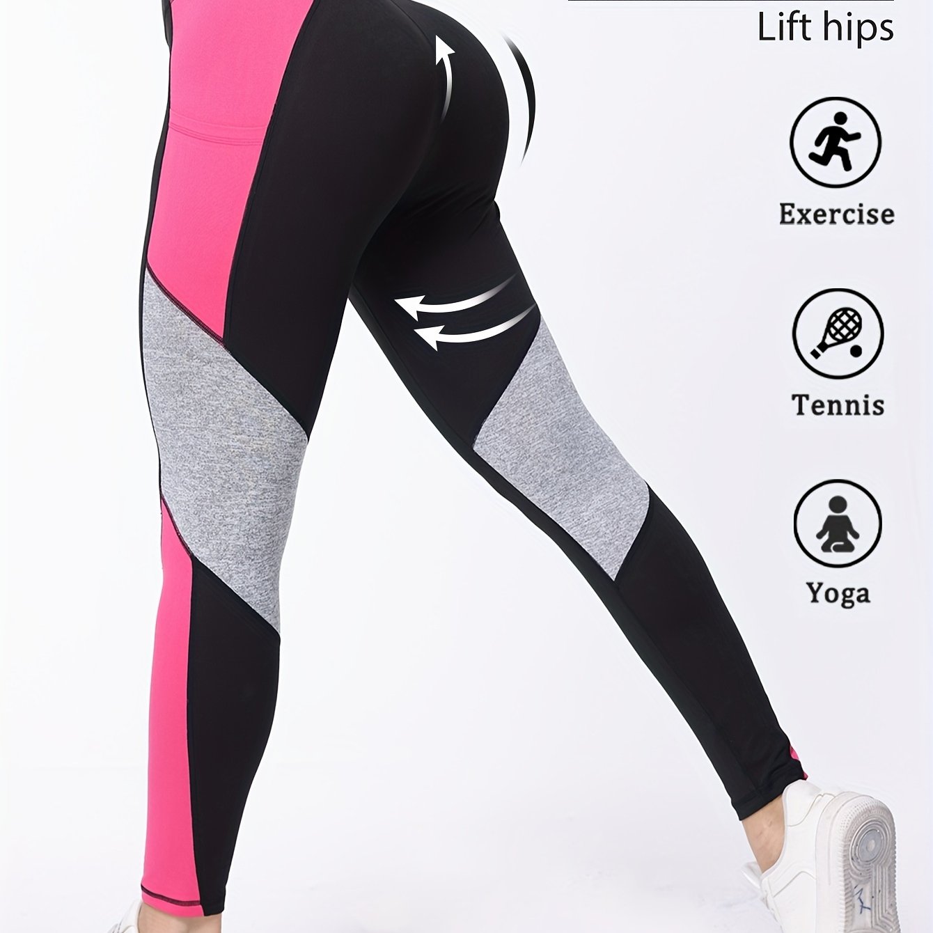 Image of Color- Yoga Pants With Pockets For Women, High Waist, Lift Butt, Breathable, Suitable For Running, Fitness, Dancing, Training