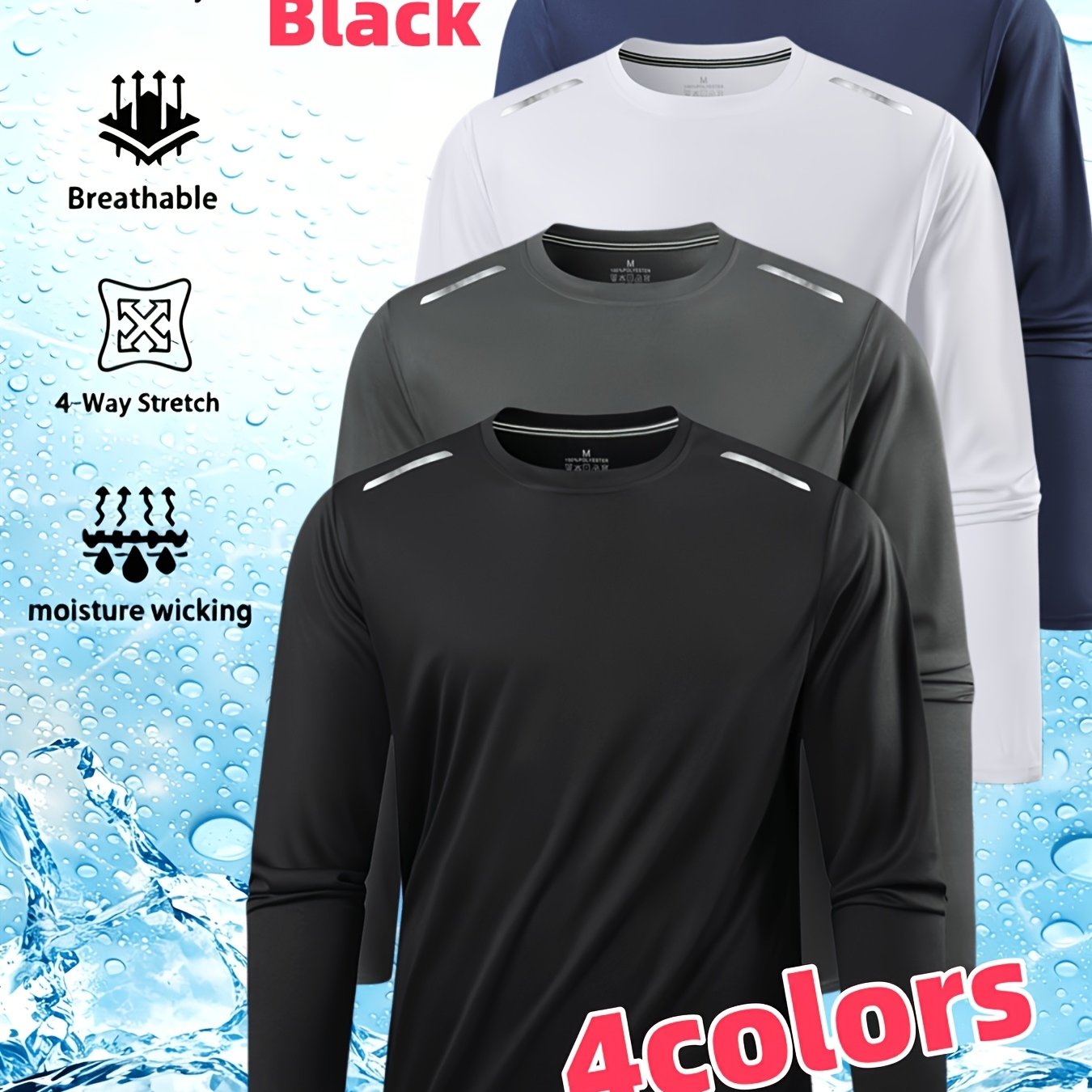 TEMU 1pc Men's Long Sleeve Sports T-shirt For Spring And Autumn, Quick-dry Breathable Mesh, Stay Dry, Stretch Fabric, Ideal For Exercise, Fitness,