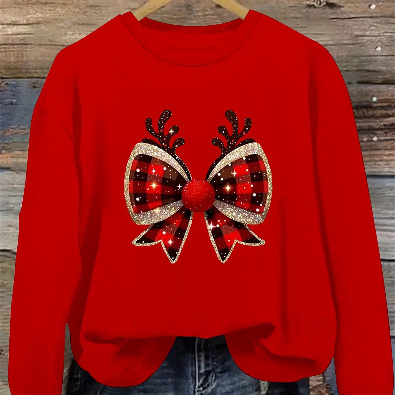 TEMU Placement Print Sweatshirt, Fall And Spring Round Neck Casual Pullover, Women's Hoodie