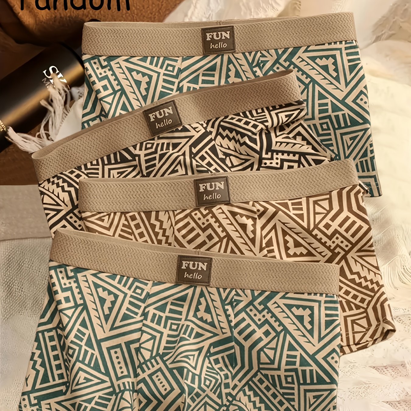 4pcs Men's Printed Stretch Boxer Briefs With Random Prints, Comfortable And Loose-fitting Fabric Men's Underwear