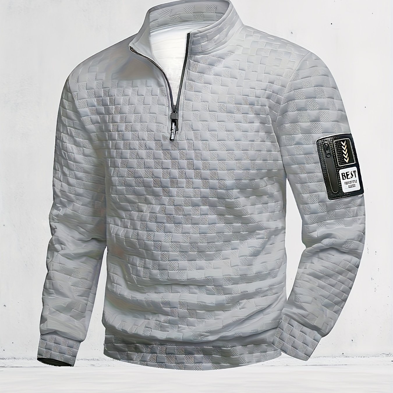 TEMU Men's Extended Fit Sweatshirt, Half-zip Style Long Sleeve Sweatshirt, And Comfortable For Autumn, Winter, And Spring, Features A Storage Pocket