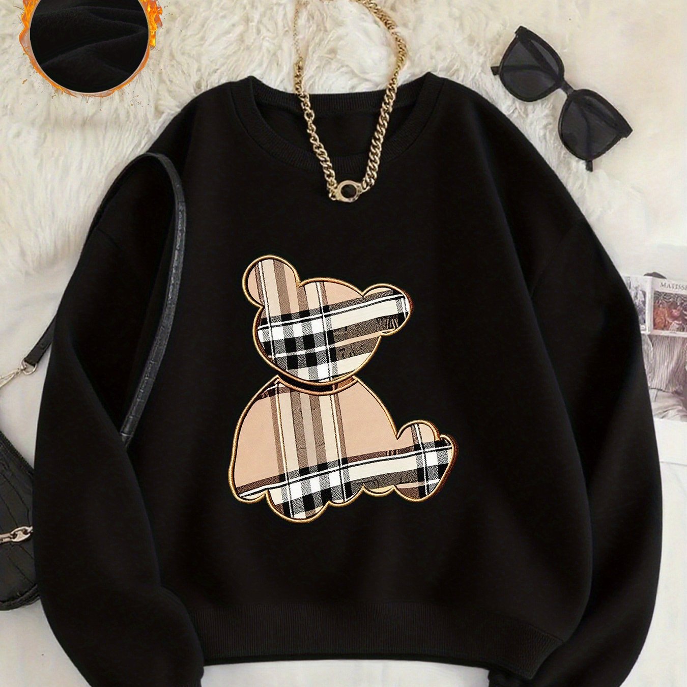 TEMU Gemusterte Sweatshirts, Herbst- Winter-Crewneck-Casual-Sweatshirts, Damenbekleidung