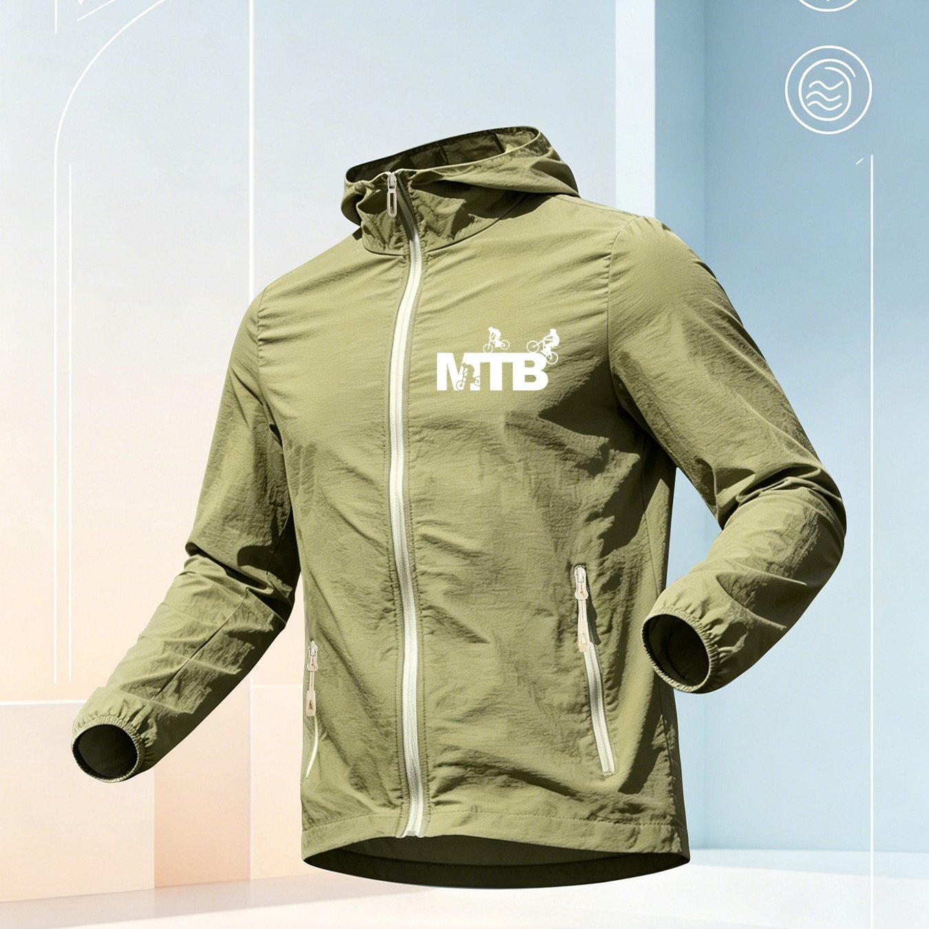 TEMU Mtb Mountain Bike Letter Print Men's Hooded Zip- Suit Jacket, , Skin-friendly Loose Fit Stylish All-match Casual Sport Outdoor Camping Hiking