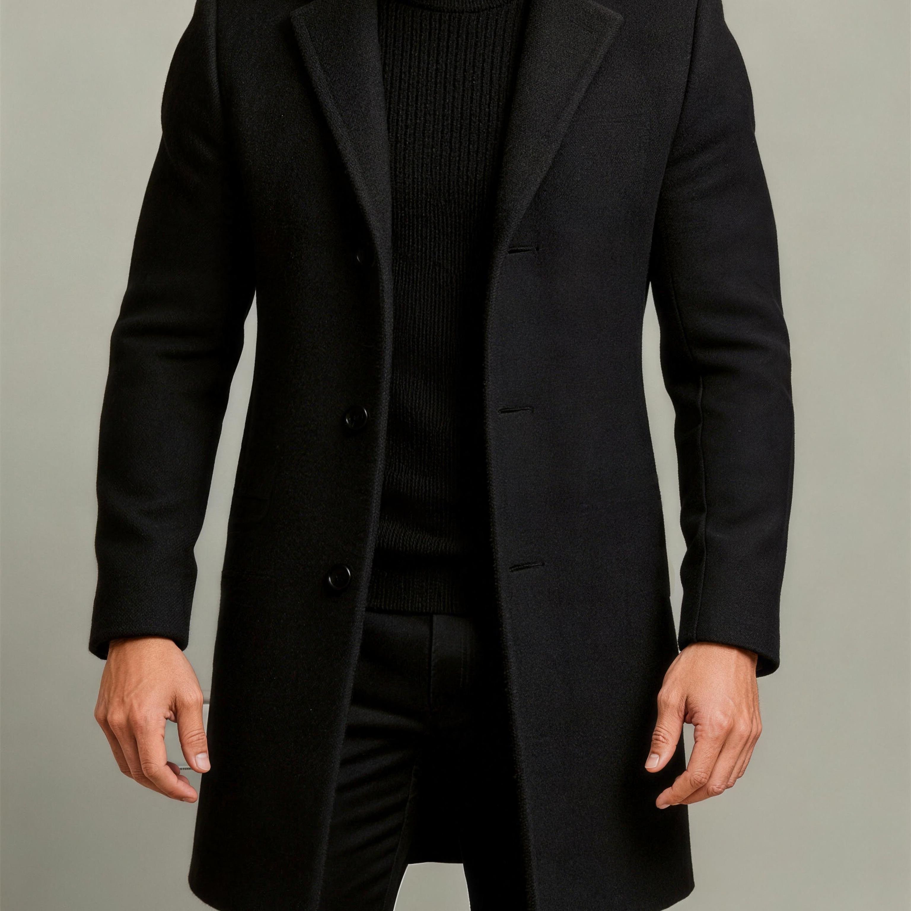 TEMU Men's Trench Coat, Simple And Versatile Casual Jacket For Spring And Autumn, Commuting And Daily Wear With Feel