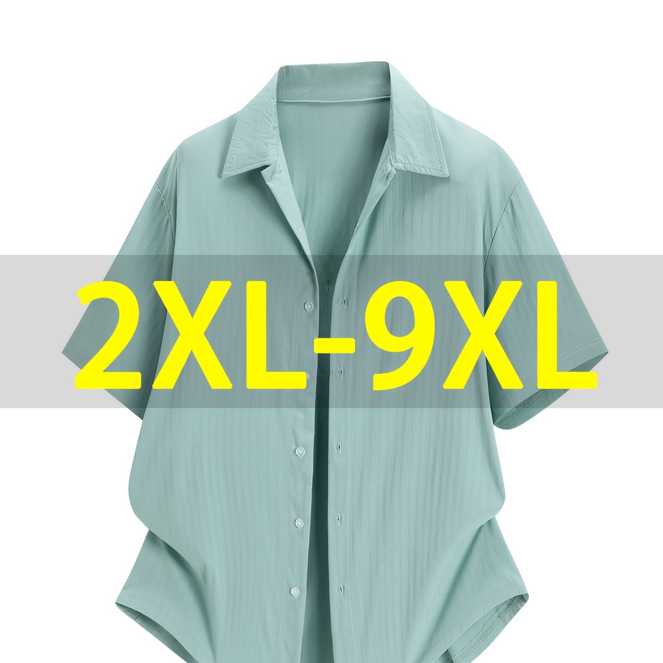TEMU Men's Big & Tall Short Sleeve Shirt 2xl-9xl, Summer Lightweight Oversized Loose-fit Half-sleeve Shirt, Casual Sport Collared Shirt For Business
