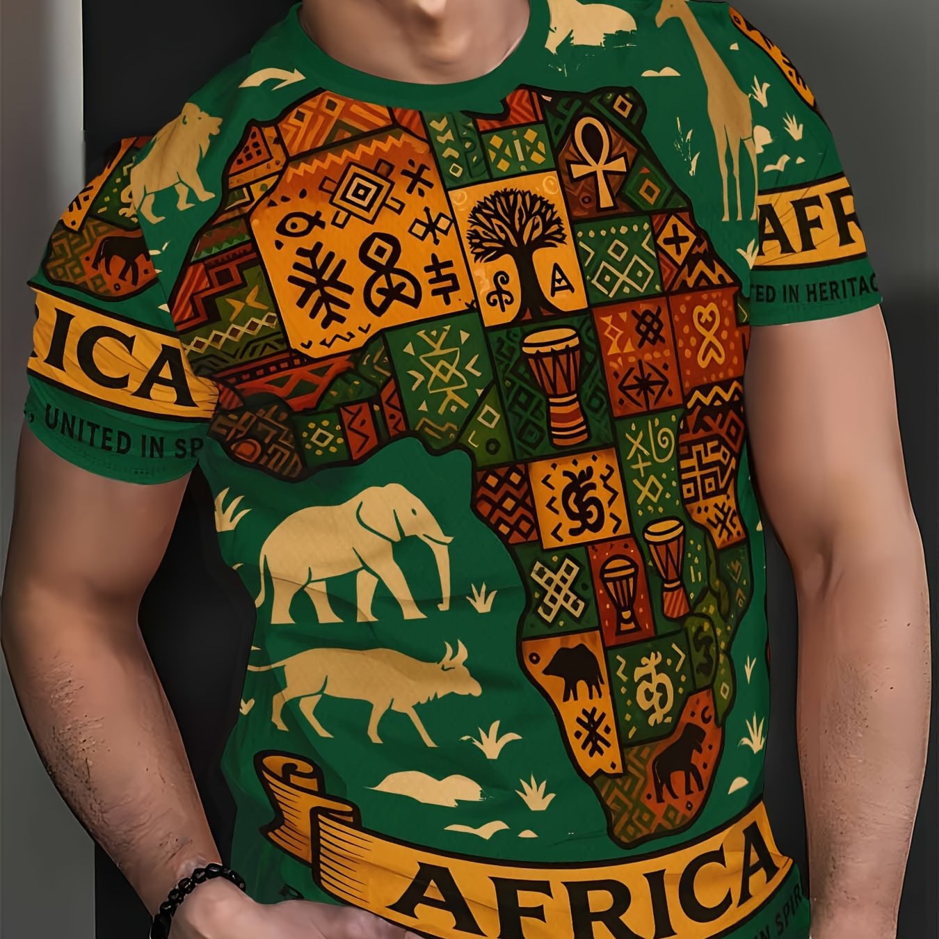 TEMU African Plate Pattern Ancient Slate Carving Retro Text Pattern Print Short Sleeves Couple Shirt Fashion Men's New 3d Pattern Durable And