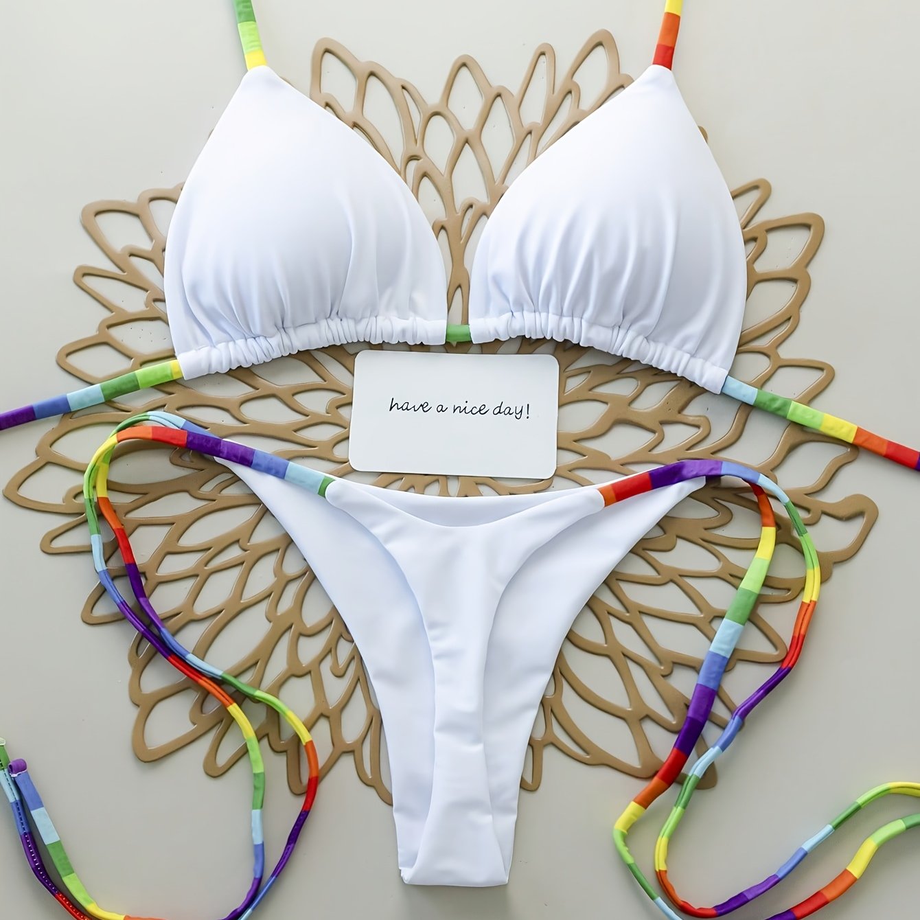 TEMU 2pcs Sexy Strappy Back-revealing Swimsuit Bikini Set For Beach Vacations, Stage Performances, And Concerts In The Summer.
