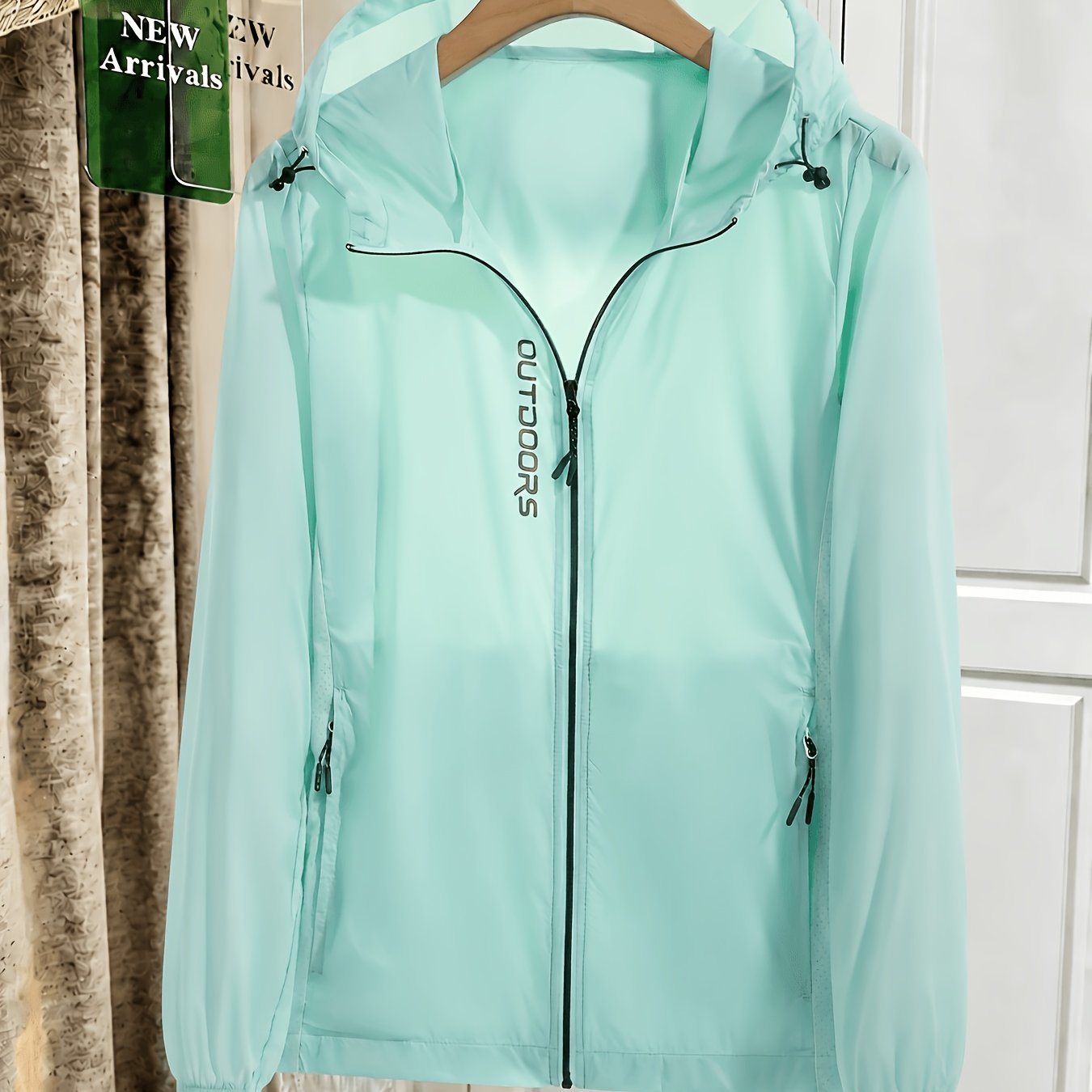 Image of Plus Size Women's Summer Thin Jacket New Casual Versatile Top With Storage Pockets, Riding Climbing Jacket, Zippered Hooded Skinny Coat, Women's Stretch Cuff Outerwear