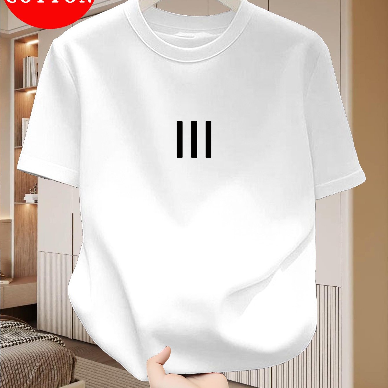 Men's 100% Cotton T-shirt With A Round Neck, Simple And Stylish Design, Breathable And Sweat-absorbent, Suitable For Daily Casual Or
