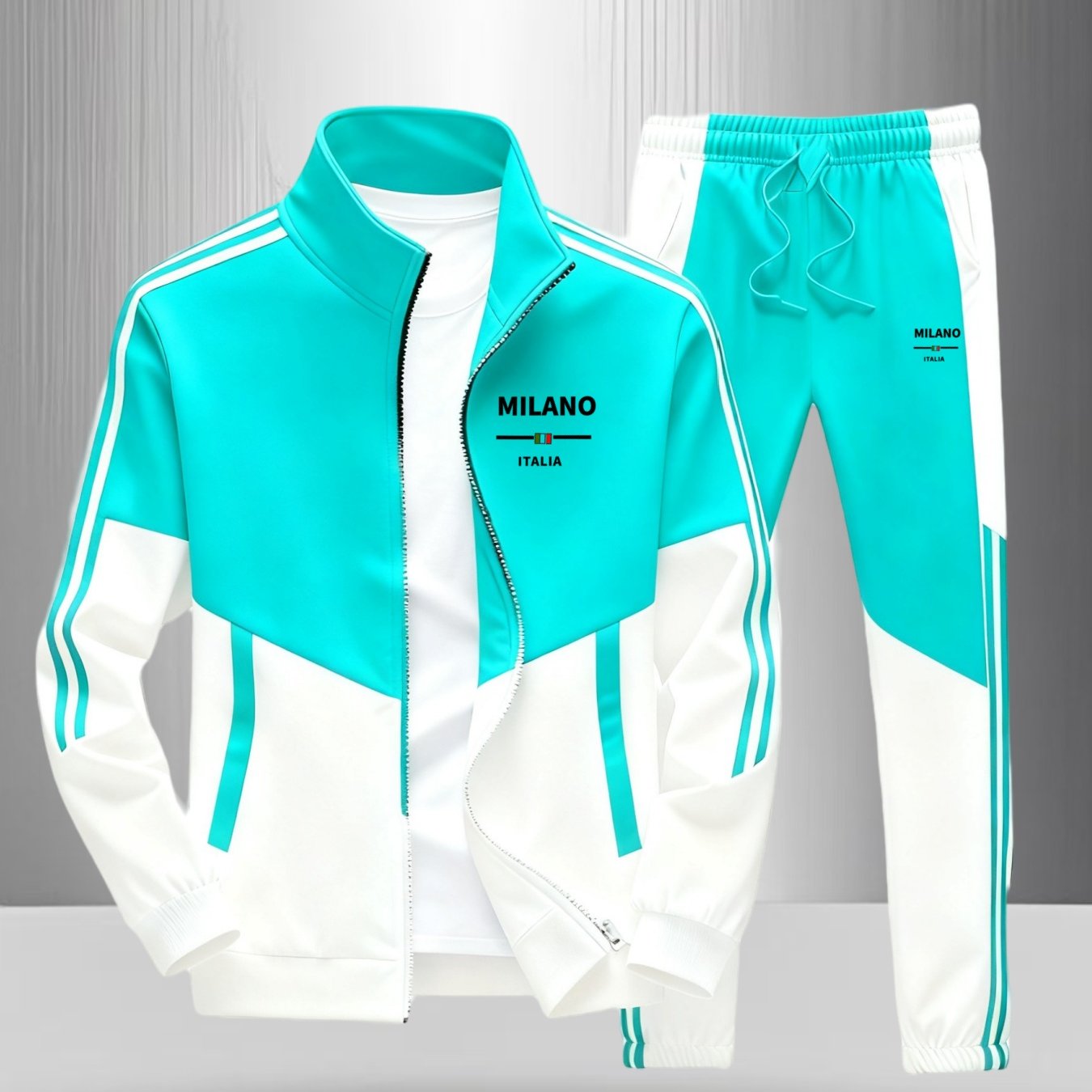 Men's Sportswear Two-piece Set - Full-zip Jacket And Sweatpants | Lightweight Fabric With Striped Details | Spring/fall Men's Sportswear | Perfect For Home Relaxation, Daily , And Leisure